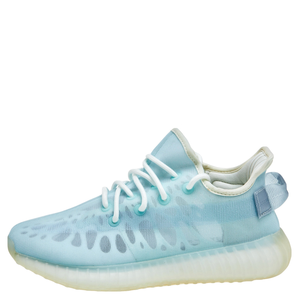 

Yeezy x Adidas Blue Mesh 350 V2 Mono Ice Sneakers Size