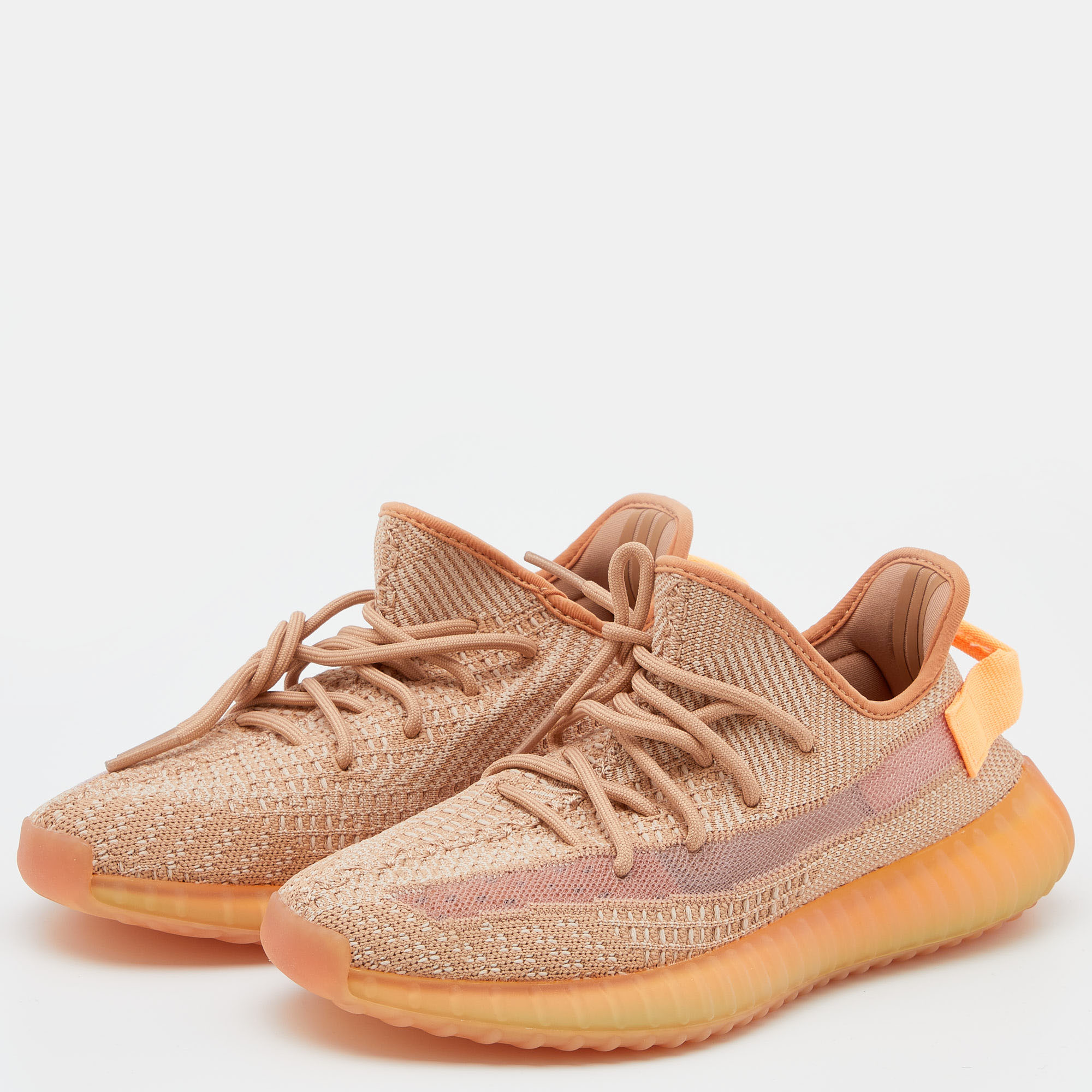 

Yeezy x Adidas Brown Knit Fabric Boost 350 V2 Clay Sneakers Size  1/3