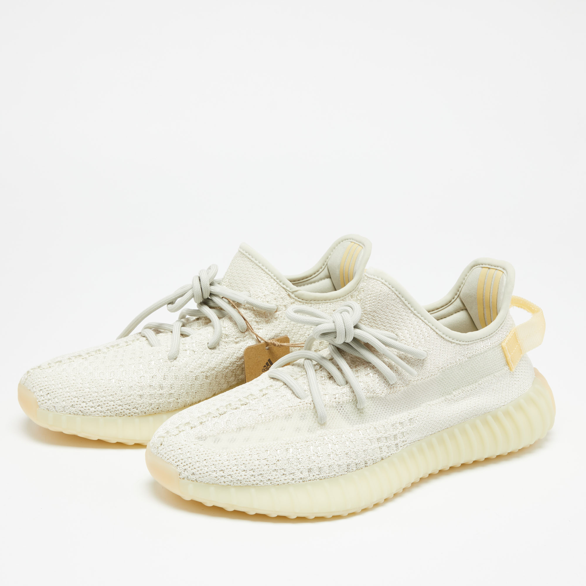

Yeezy x Adidas White Knit Fabric Boost 350 V2 Light Lace Up Sneakers Size