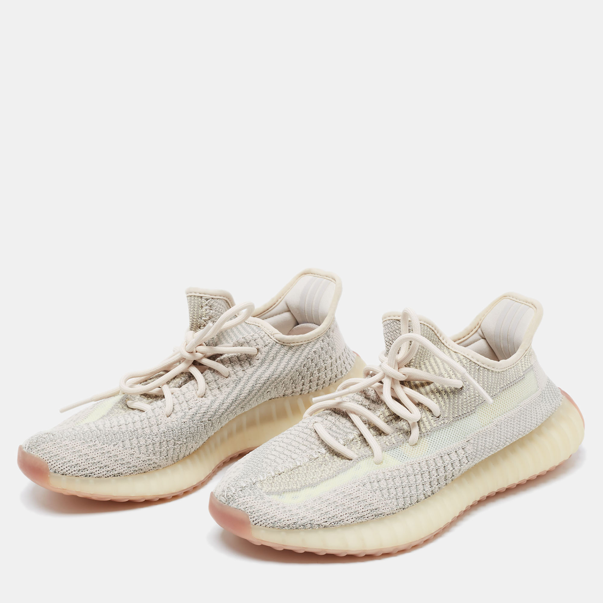 

Yeezy x Adidas Beige Knit Fabric Boost 350 V2 Citrin Low-Top Sneakers Size