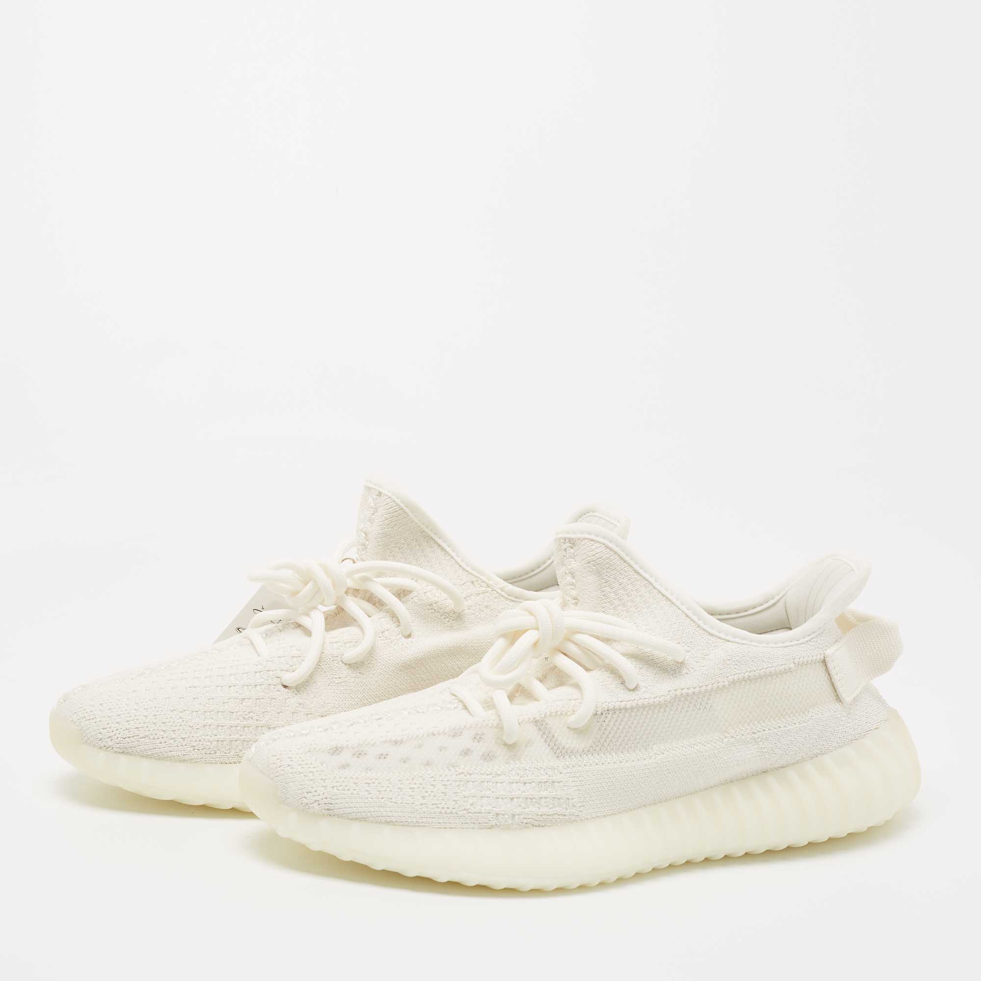 

Yeezy x Adidas White Fabric and Mesh 350 v2 Triple Sneakers Size 42 2/3