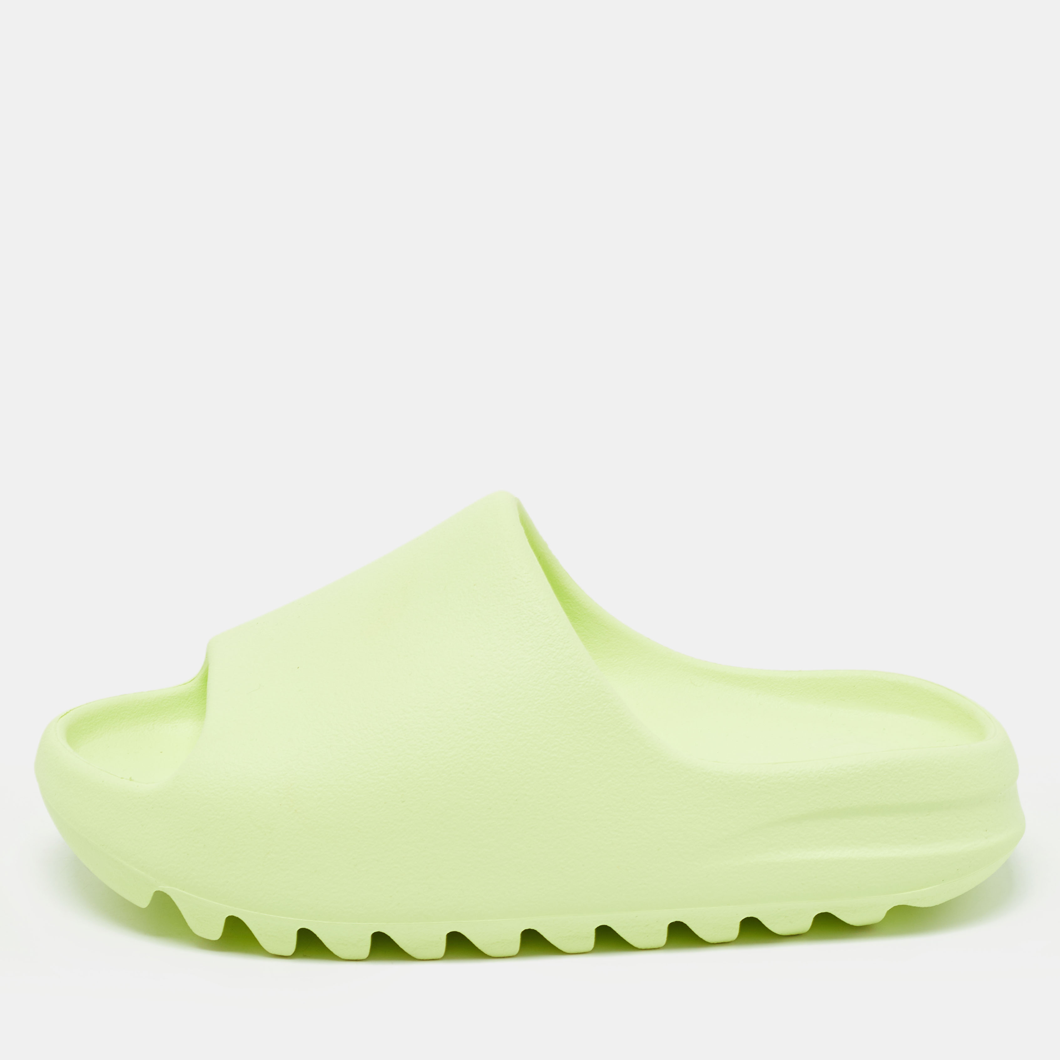 Yeezy x Adidas Neon Green Rubber Glow Green Slides Size 40.5