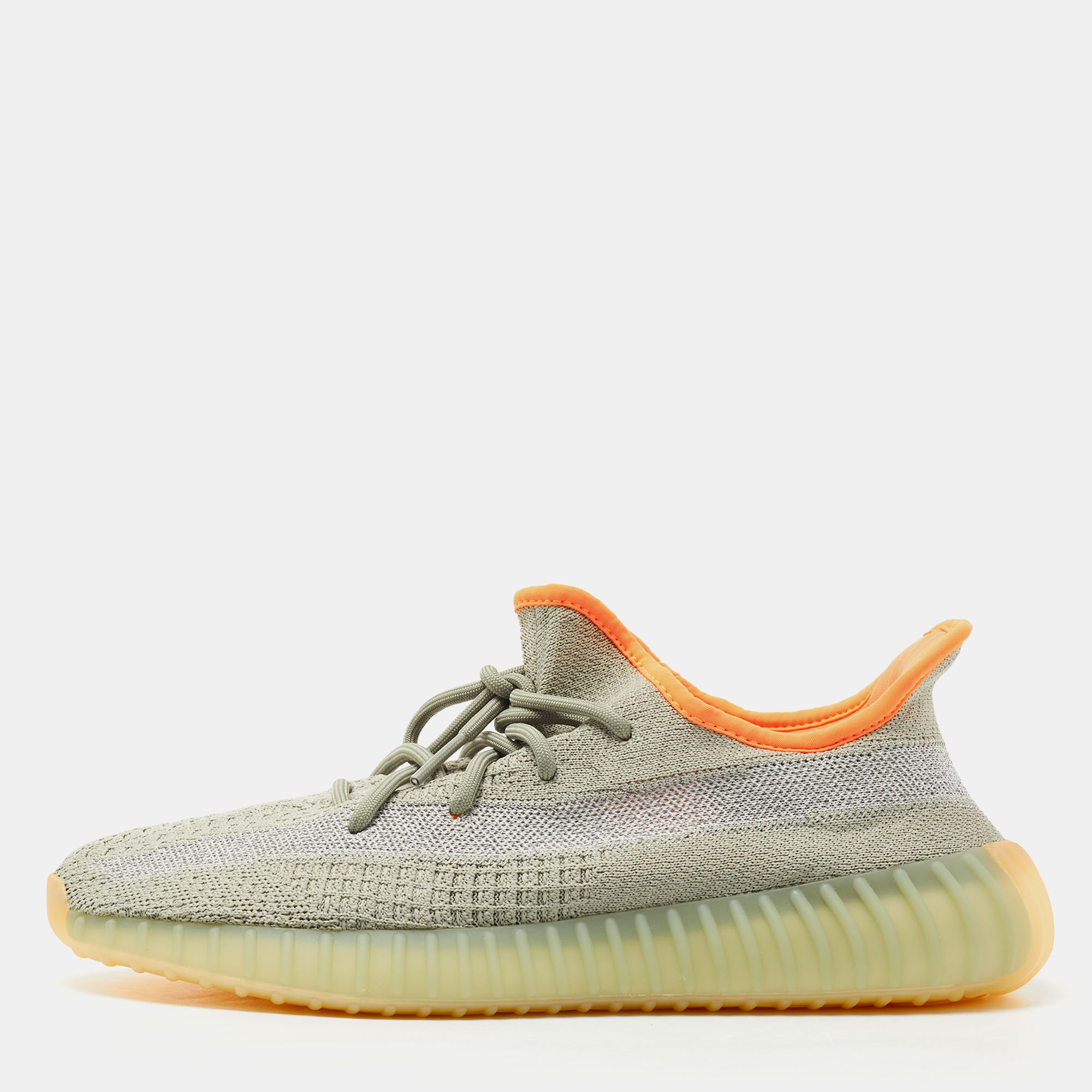 Pre Owned Yeezy x Adidas Green/Grey Knit Fabric Boost 350 V2 Sneakers Size 44 2/3