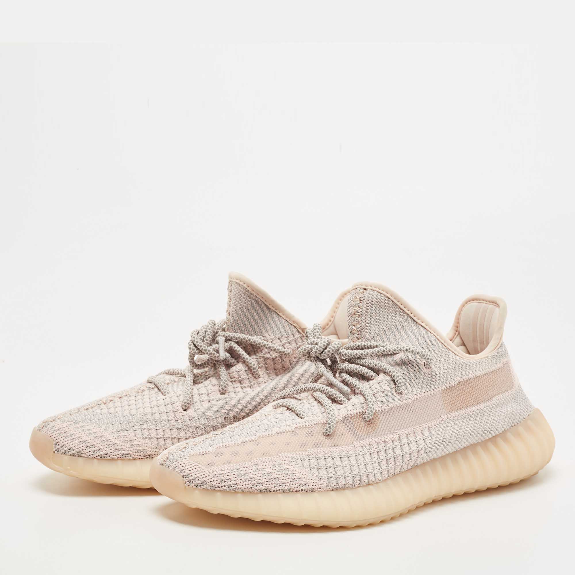 

Yeezy x Adidas Pink Knit Fabric Boost 350 V2 Synth Non Reflective Sneakers Size