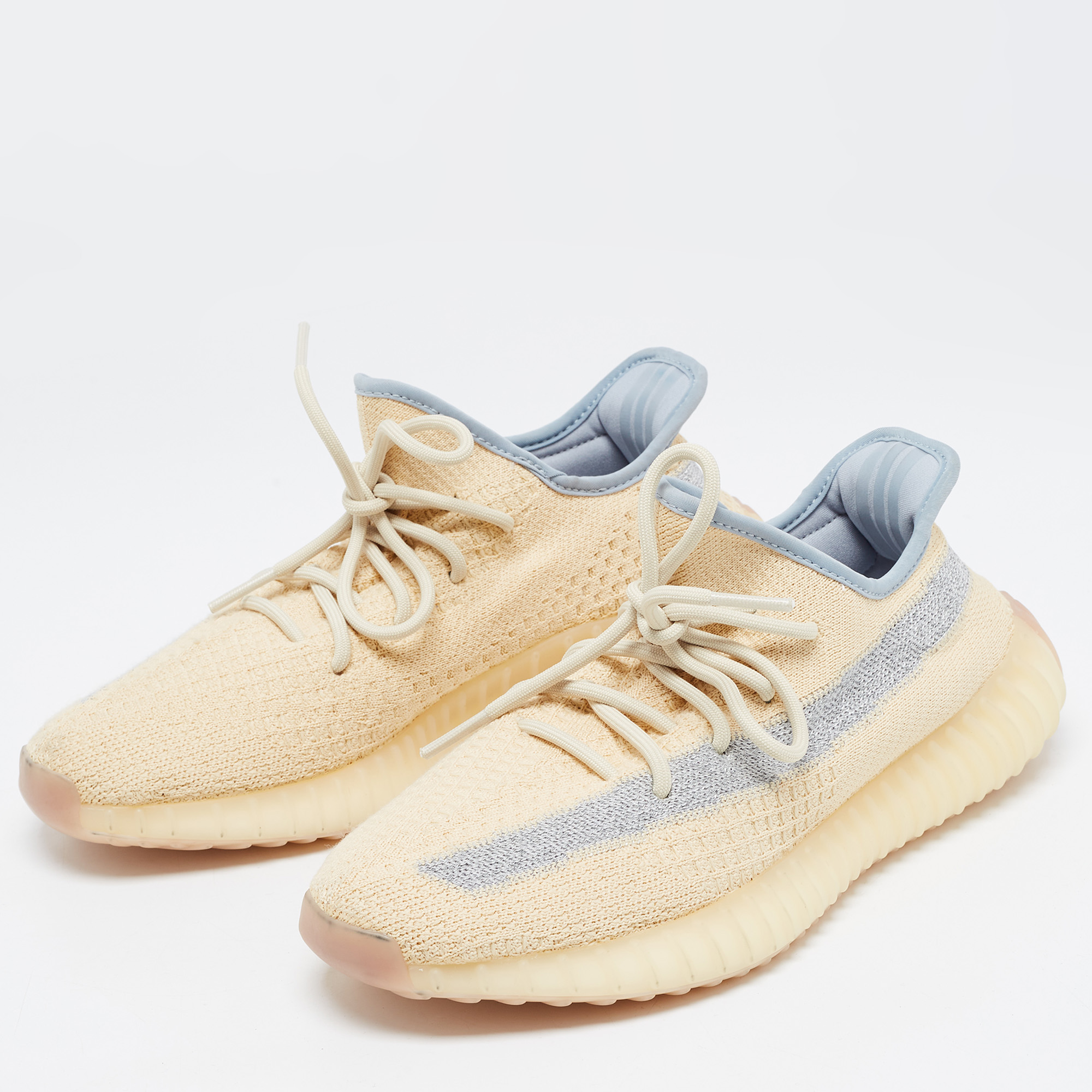 

Yeezy x Adidas Beige Knit Fabric Boost-350-V2-linen Sneakers Size 42 2/3