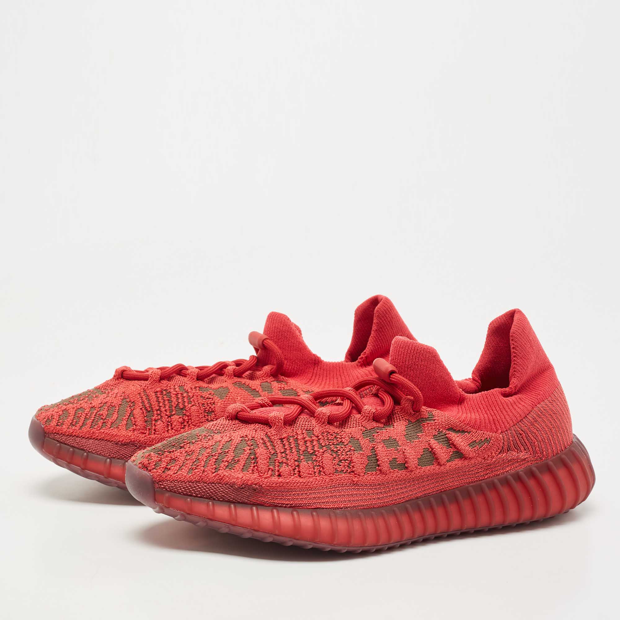 

Yeezy x Adidas Red Knit Fabric Yeezy -350-V2 Cmpct-Slate-Red Sneakers Size