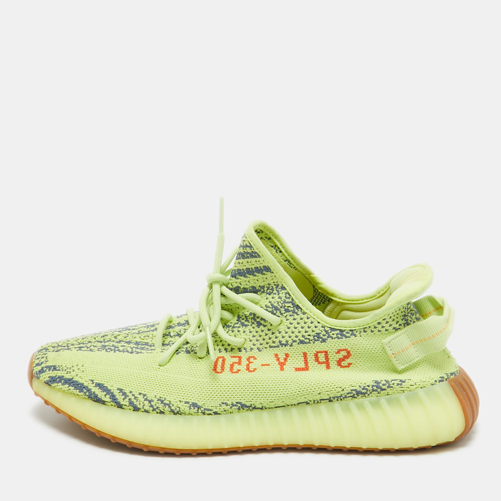 

Yeezy x Adidas Green Knit Fabric Boost 350 V2 Frozen Yellow Sneakers Size