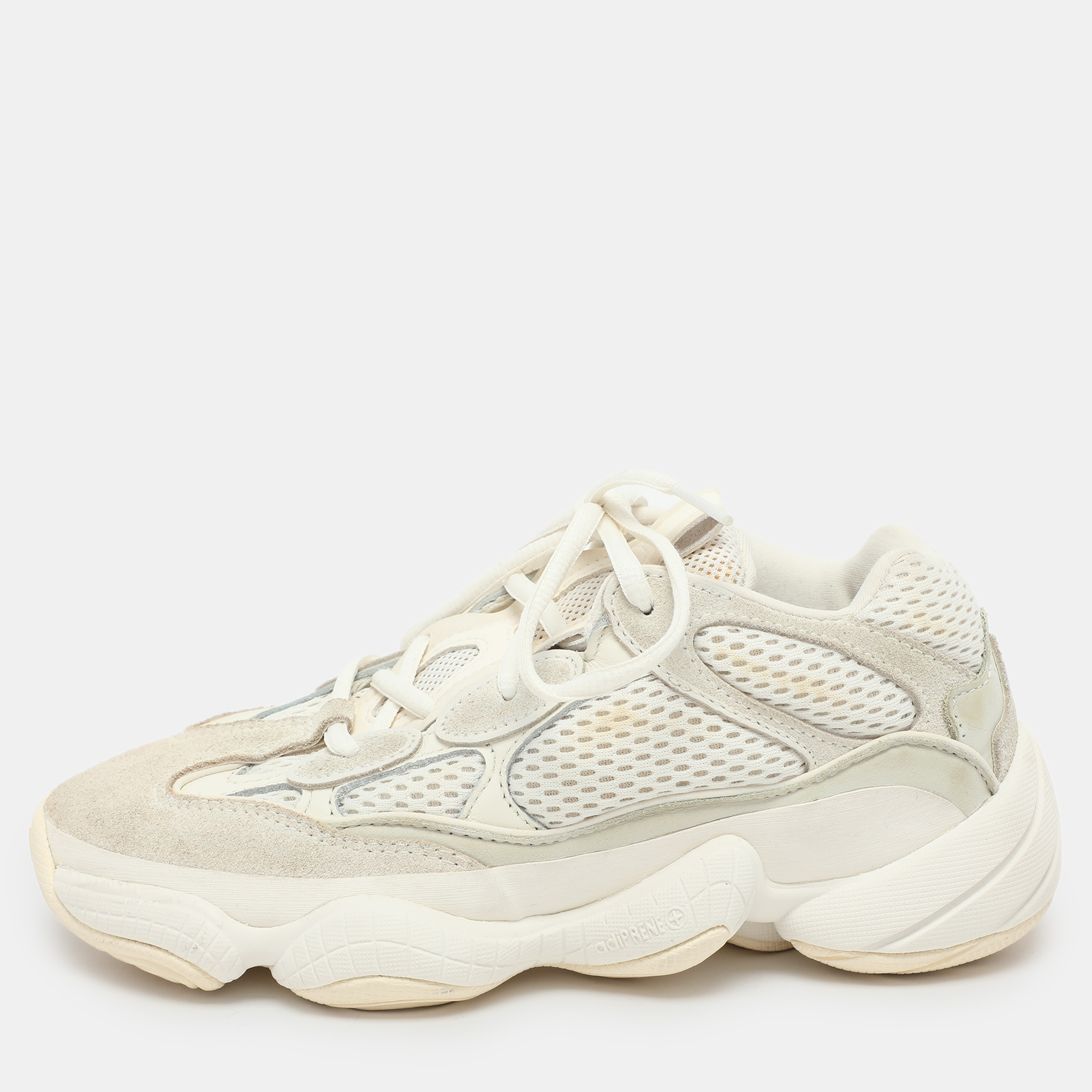 

Yeezy x Adidas Cream Mesh and Suede Yeezy 500 'Bone White' Low Top Sneakers Size 36