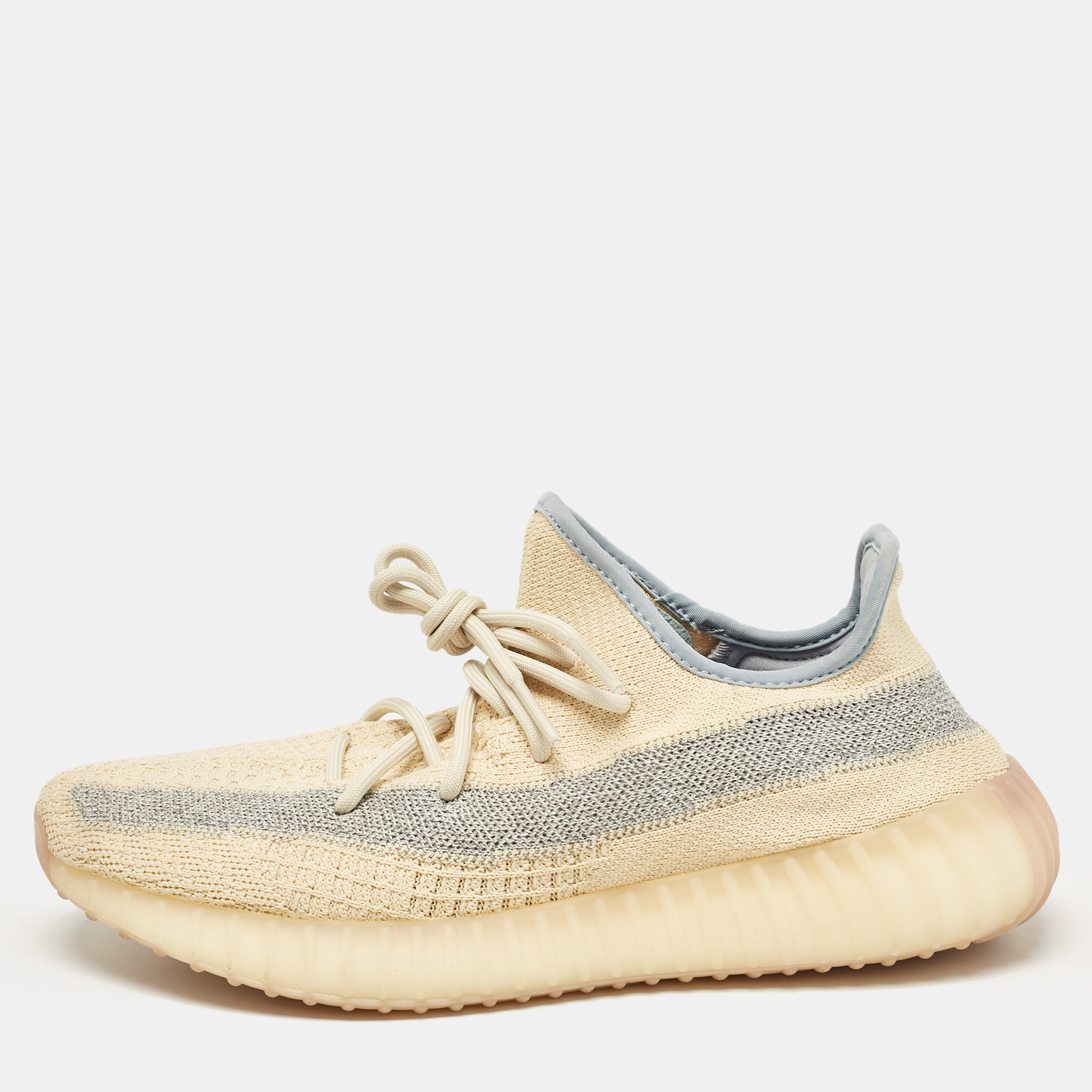 

Yeezy x Adidas Beige/Blue Knit Fabric Boost 350 V2 Linen Sneakers Size 44