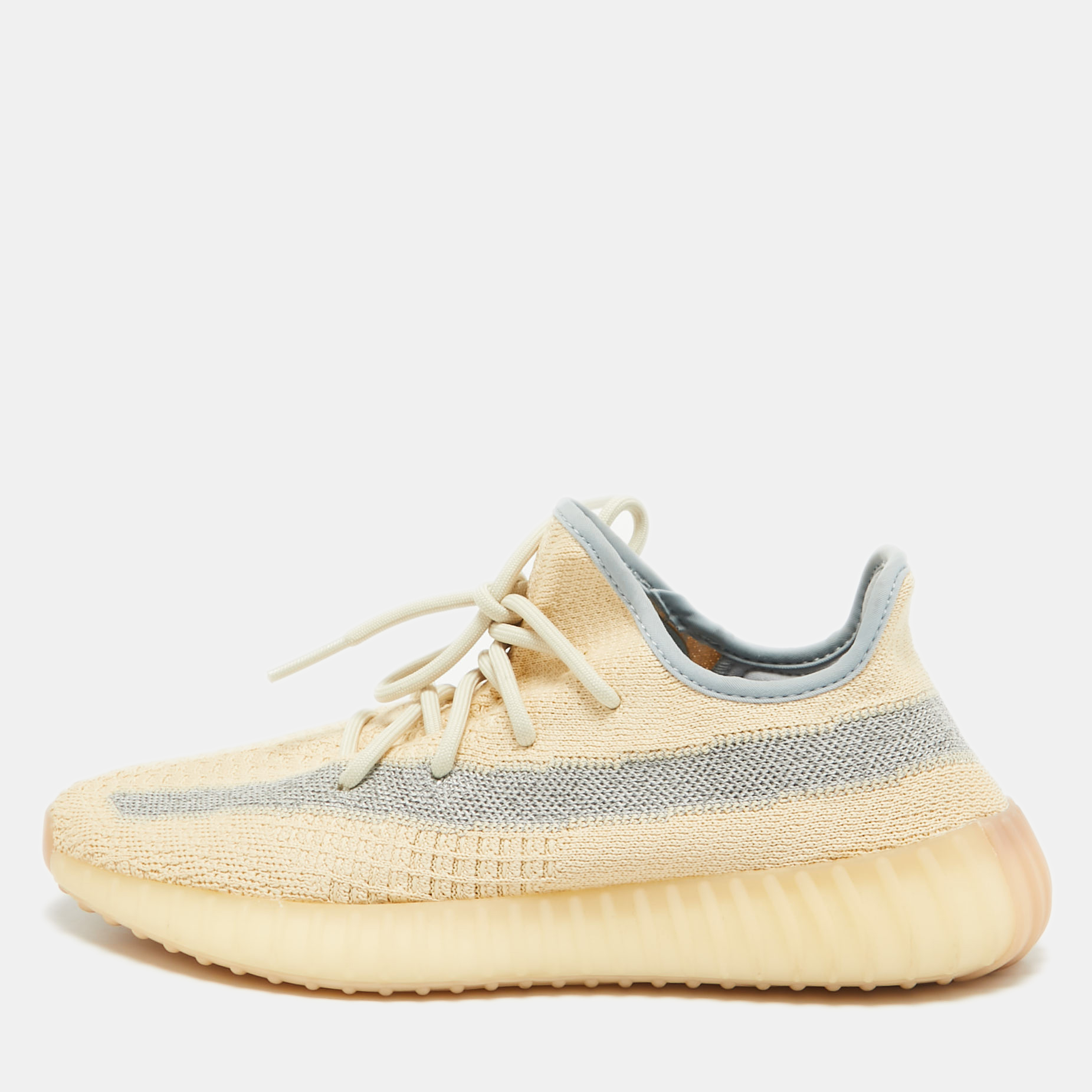 

Yeezy x Adidas Beige/Blue Knit Fabric Boost 350 V2 Linen Sneakers Size 41 1/3