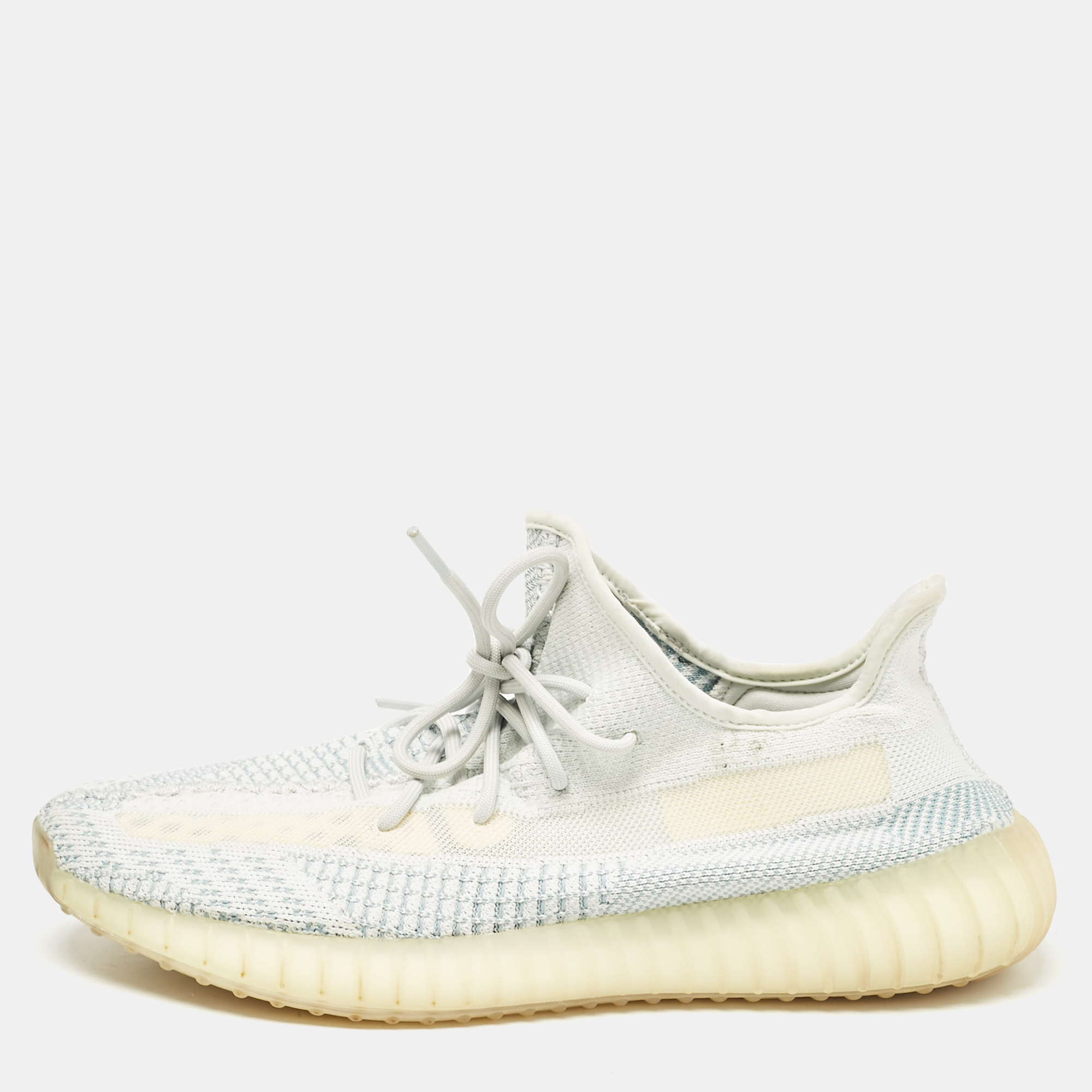 

Yeezy x Adidas Blue/White Knit Fabric Boost 350 V2 Cloud White (Non-Reflective) Sneakers Size 46 2/3