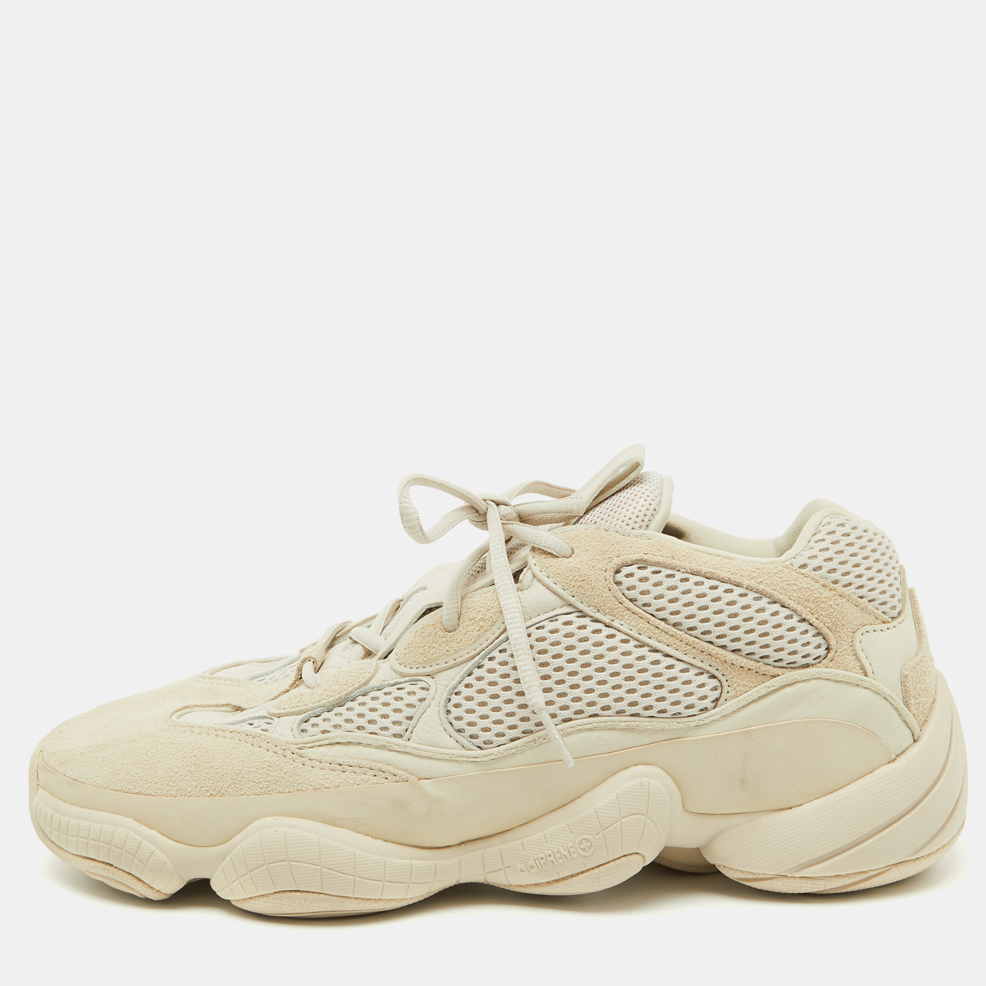 

Yeezy x Adidas Cream Suede and Mesh Yeezy 500 Blush/Desert Rat Sneakers Size 47 1/3