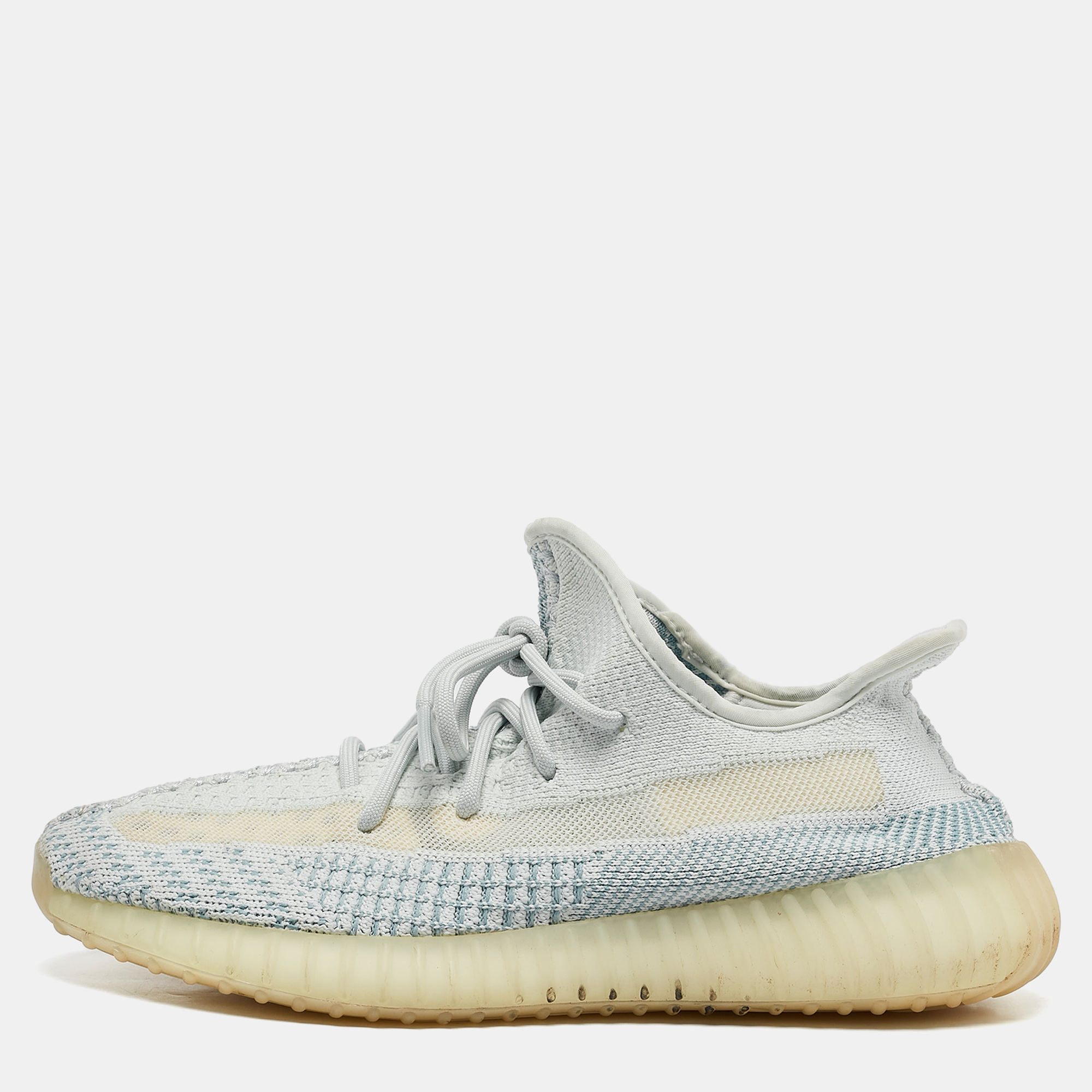 

Yeezy x Adidas Blue/White Knit Fabric Boost 350 V2 Cloud White Non-Reflective Sneakers 41 1/2