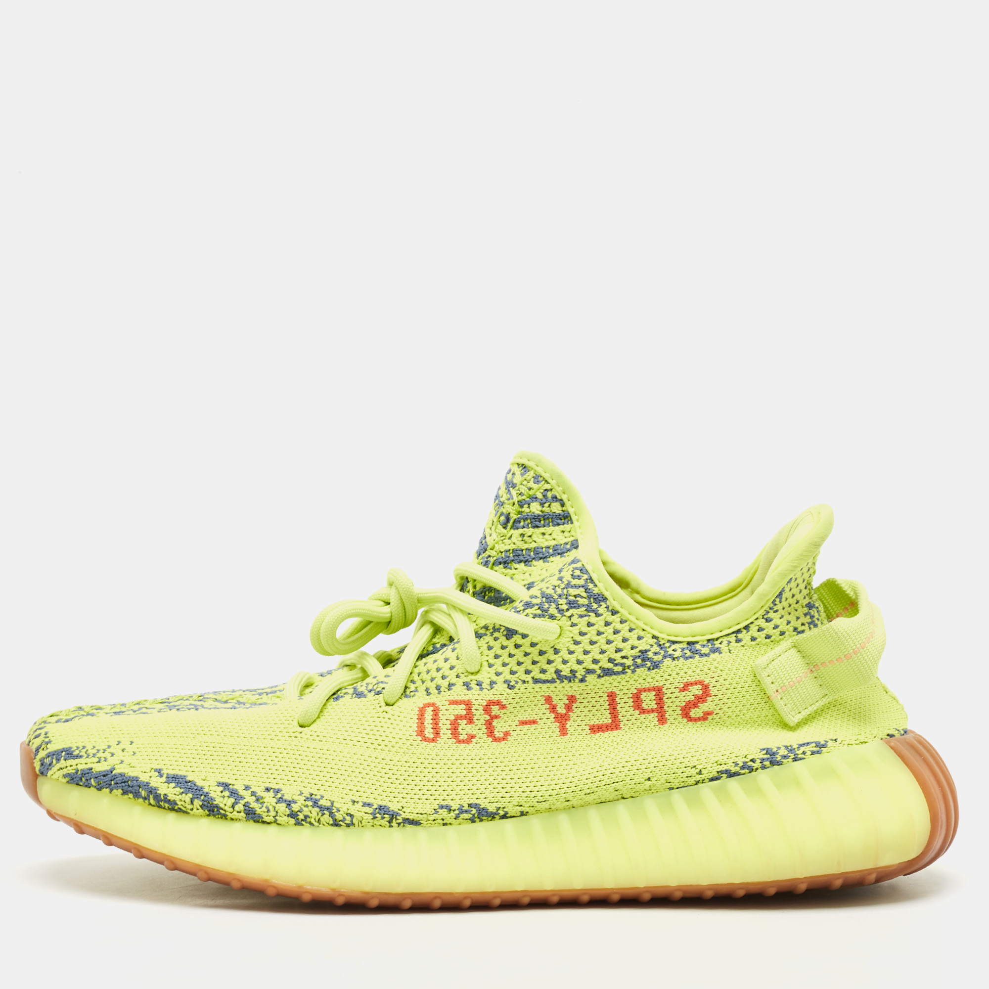 

Yeezy x Adidas Neon Yellow Knit Fabric Boost 350 V2 Semi Frozen Yellow Sneakers Size 44, Green