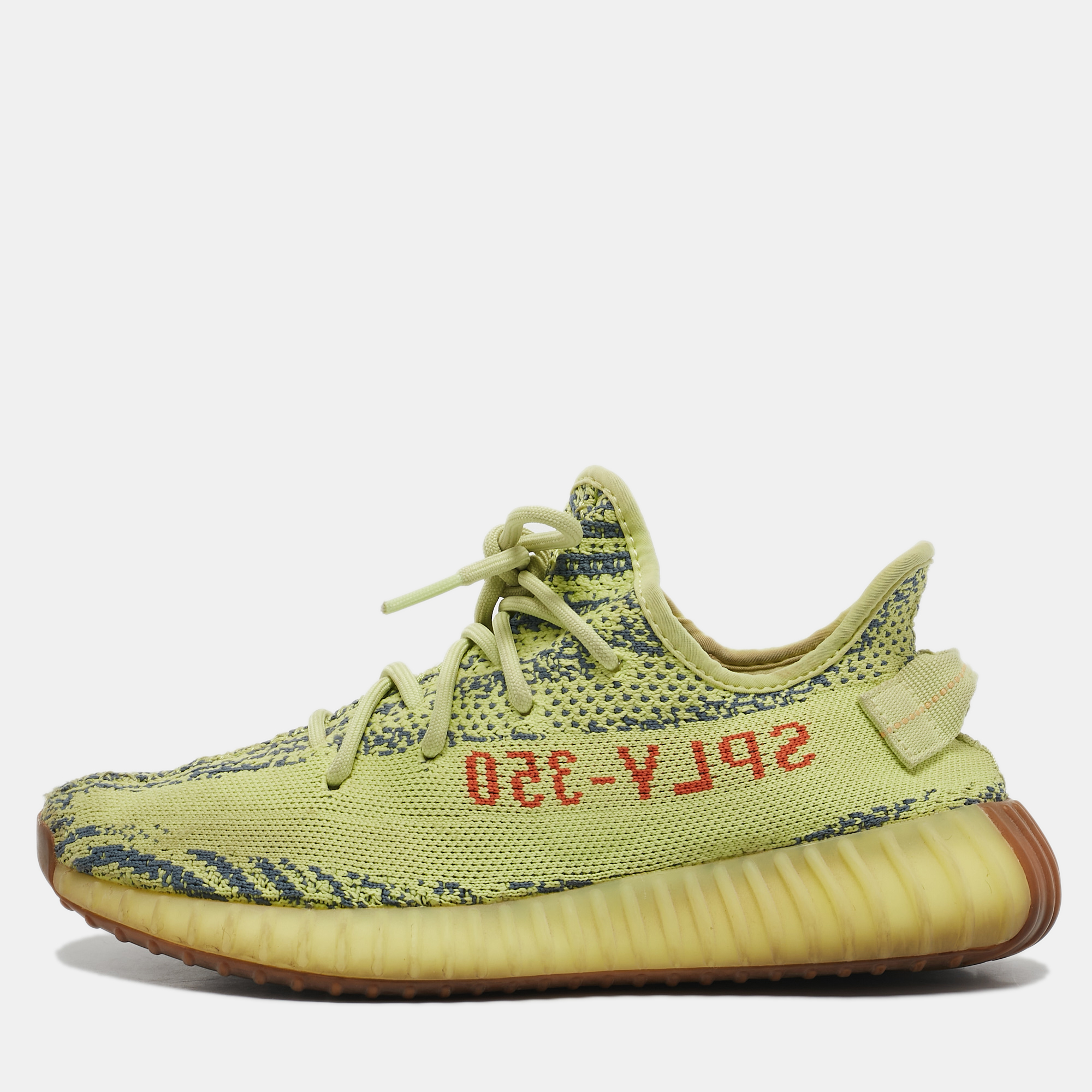 

Yeezy x Adidas Yellow/Blue Knit Fabric Boost 350 V2 Semi Frozen Yellow Sneakers Size 40