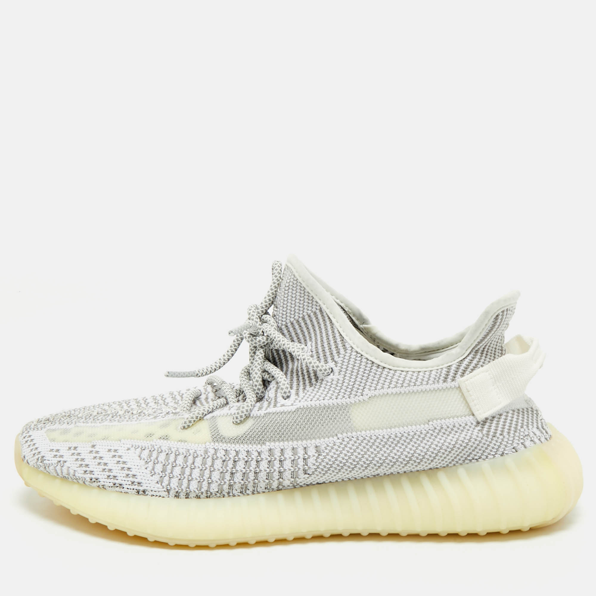 

Yeezy x Adidas White/Grey Knit Fabric Boost 350 V2 Static (Non Reflective) Sneakers Size 46