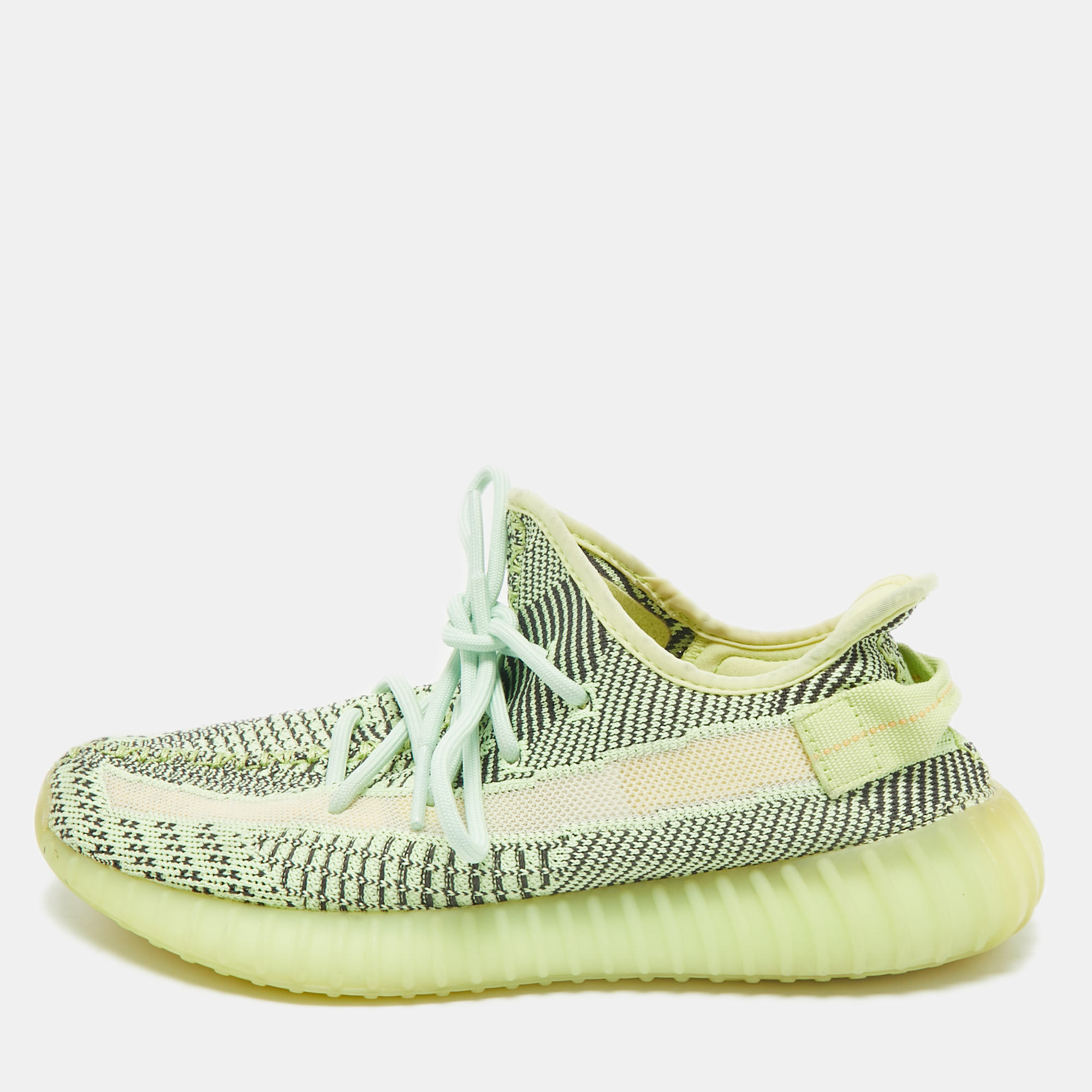 Yeezy x Adidas Green Knit Fabric Boost 350 V2 Yeezreel Reflective Sneakers Size 41 1/3