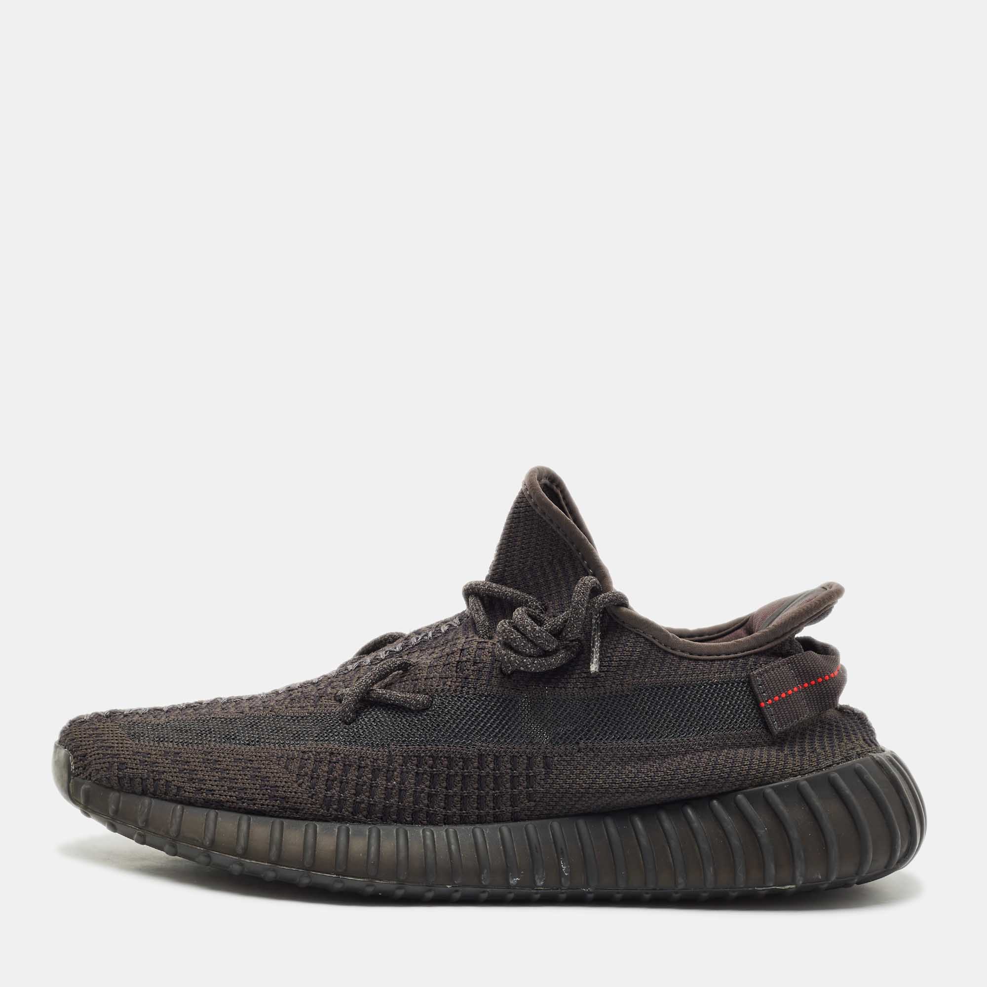 Yeezy x Adidas Black Mesh Boost 350 V2 Mono Cinder Sneakers Size 46