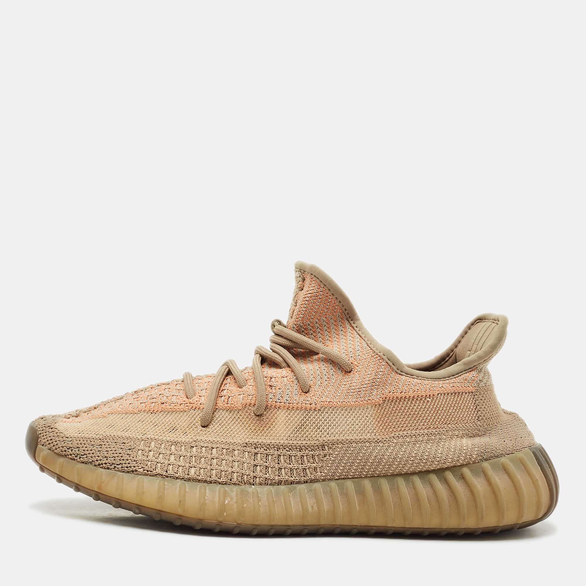 

Yeezy x Adidas Brown Knit Fabric Boost 350 V2 Sand Taupe Sneakers Size 44 2/3