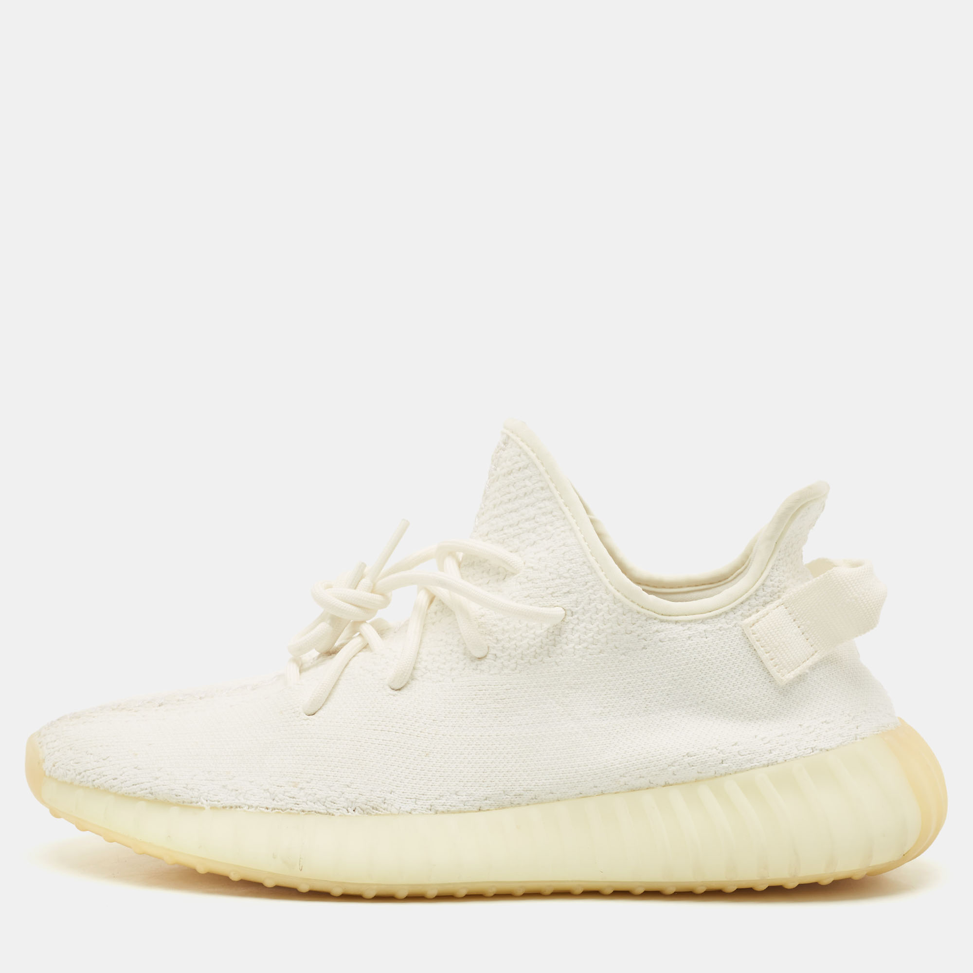 Yeezy x Adidas White Knit Fabric Boost 350 V2 Cream White Sneakers Size 44