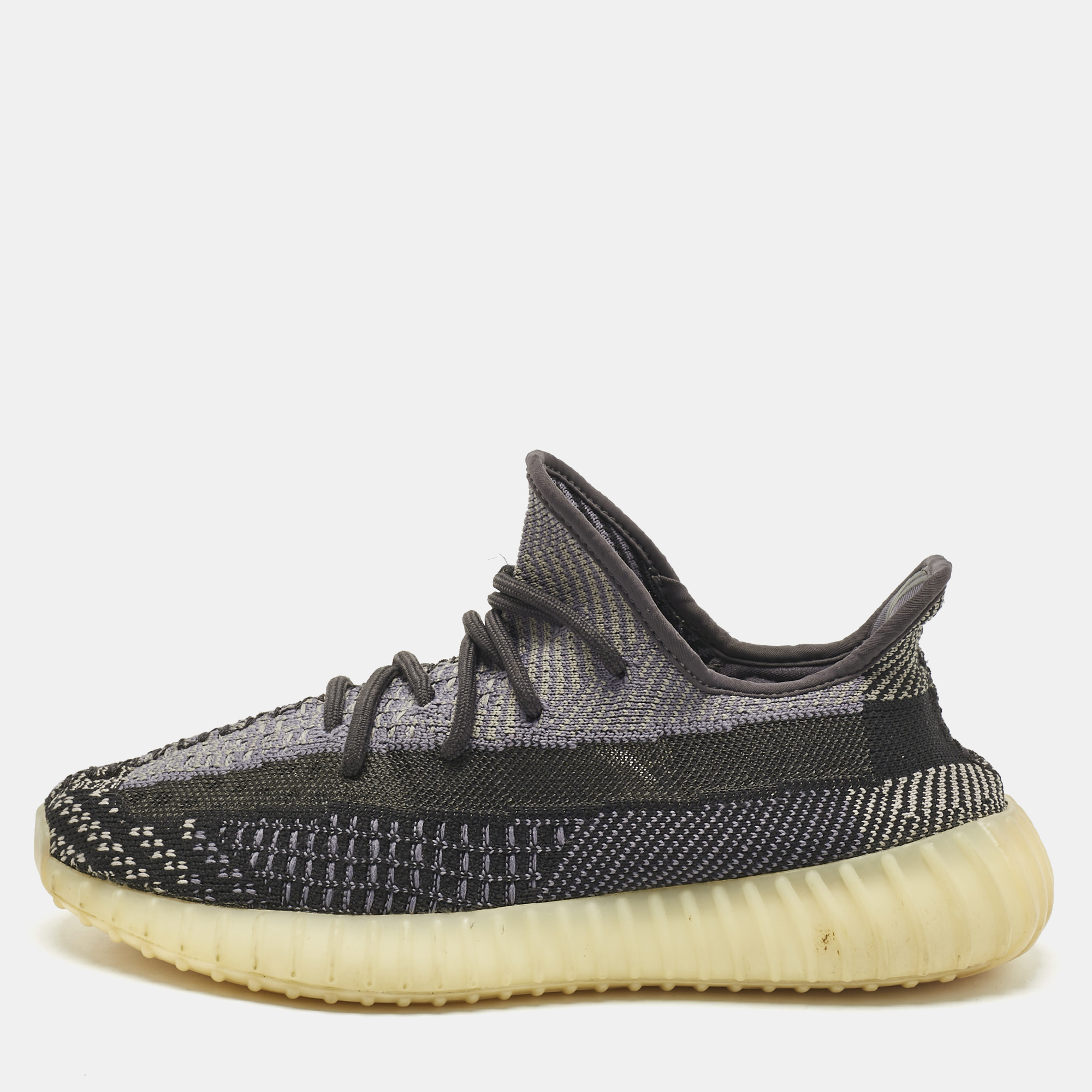 Yeezy x Adidas Black/Blue Knit Fabric Boost 350 V2 Carbon Sneakers Size 42