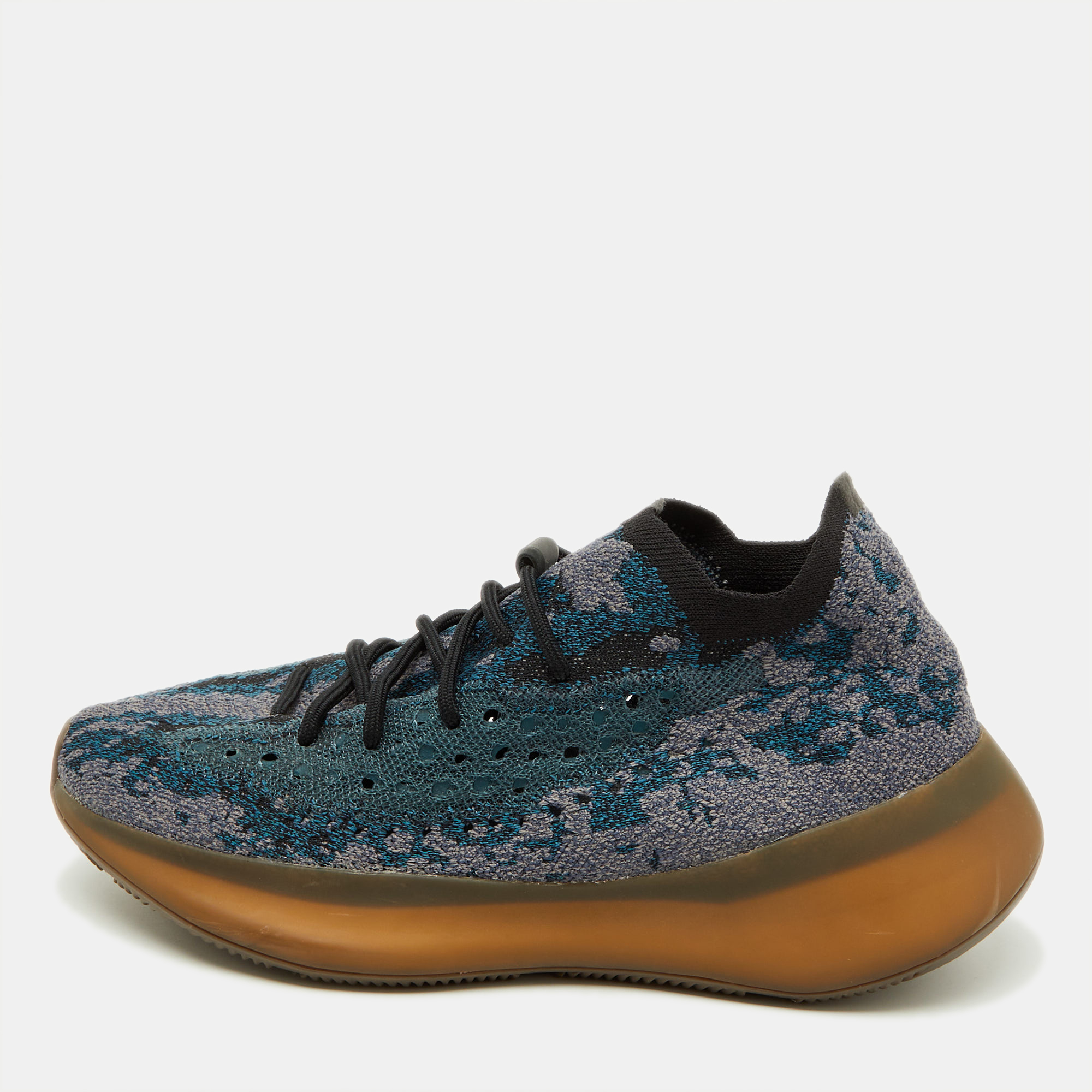 Yeezy x Adidas Blue/Grey Knit Fabric Boost 380 Covellite Low Top Sneakers Size 43 1/3