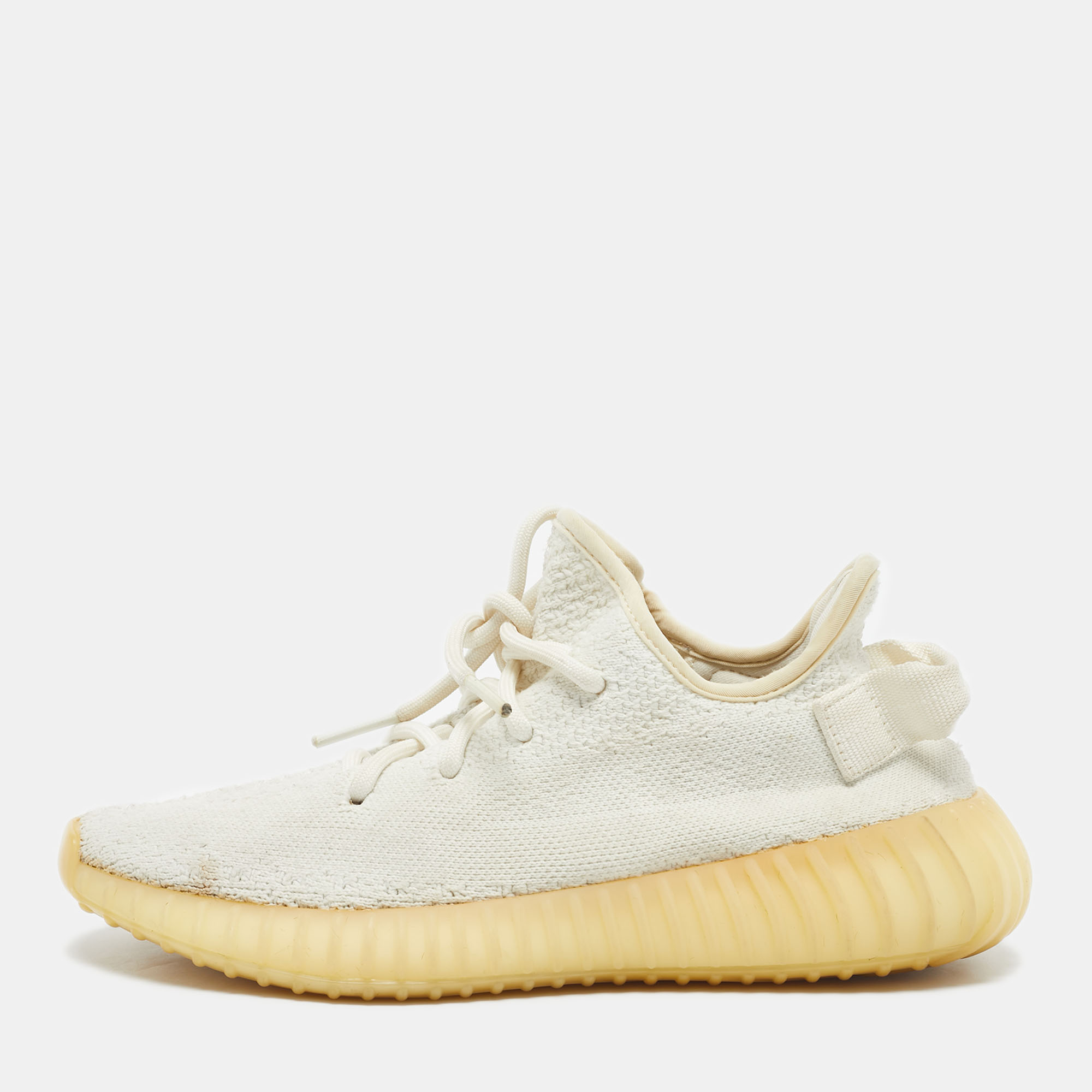 Yeezy x Adidas White Knit Fabric Boost 350 V2 Cream Sneakers Size 38