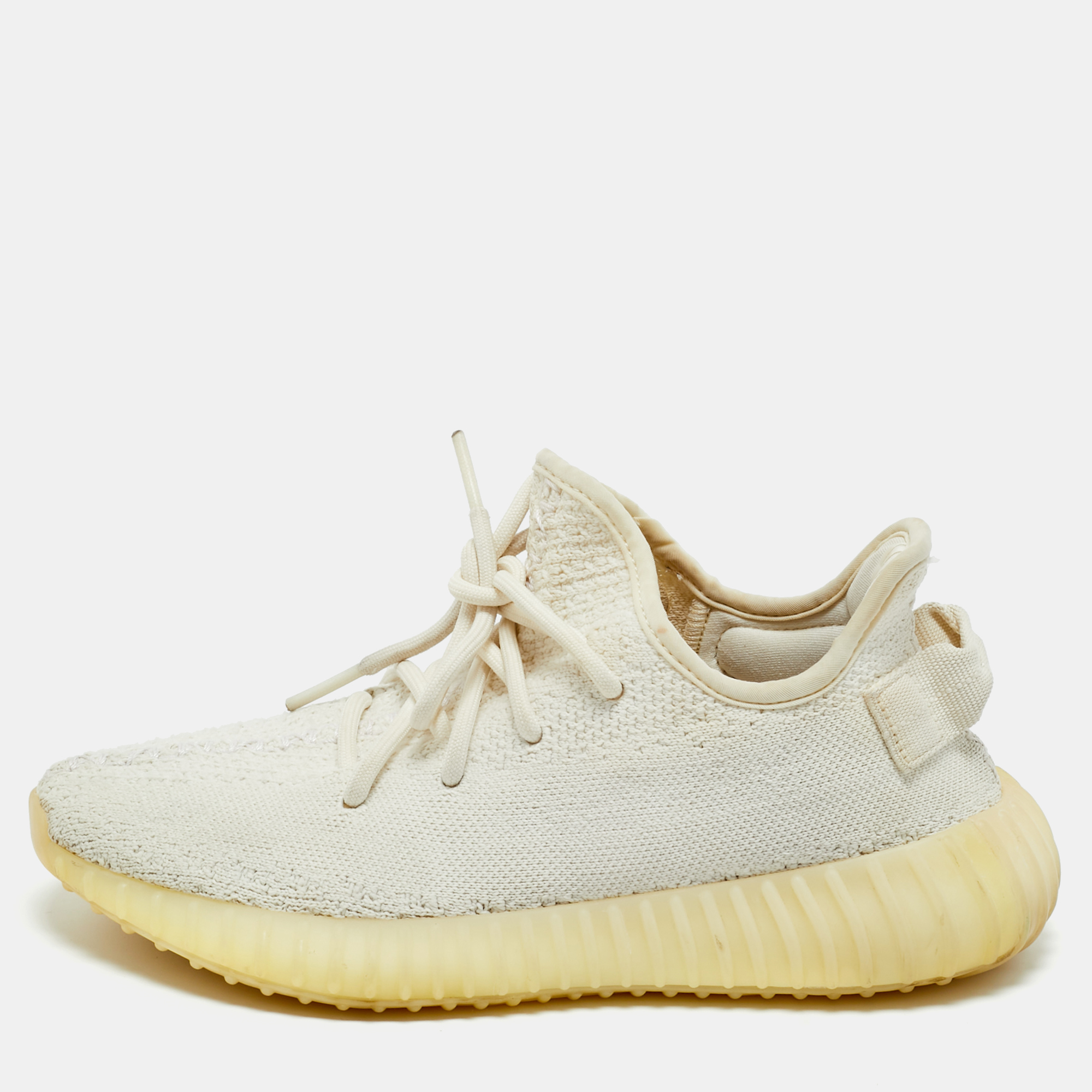 Yeezy x Adidas White Knit Fabric Boost 350 V2 Cream Sneakers Size 38