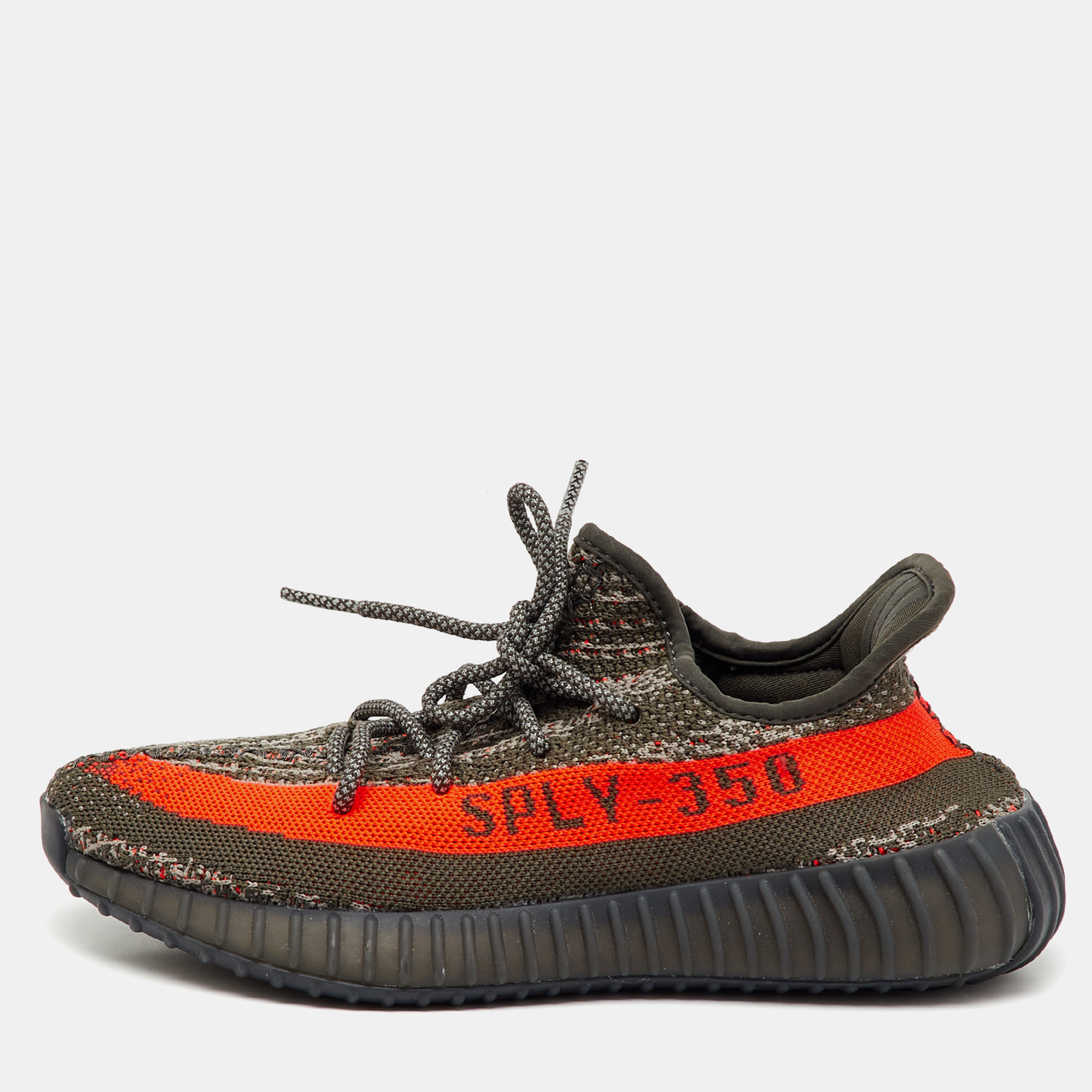 Yeezy x Adidas Grey Knit Fabric Boost 350 V2 Carbon Beluga Sneakers Size 39 1/3