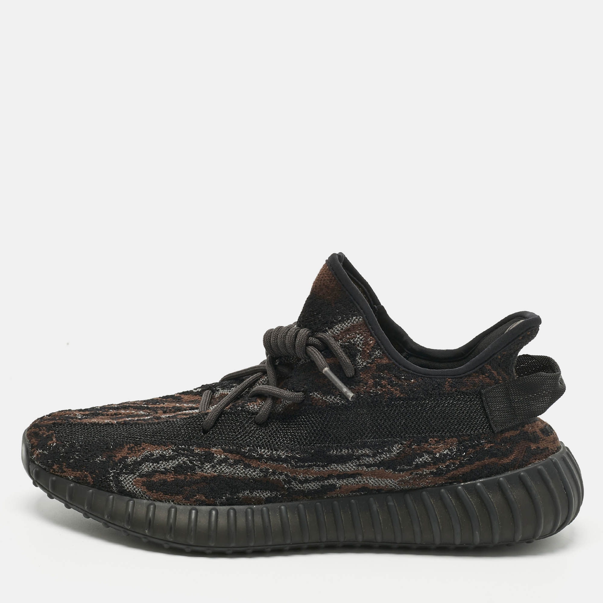 Yeezy x Adidas Black/Brown Knit Fabric Boost 350 V2 MX Rock Sneakers Size 45 1/3