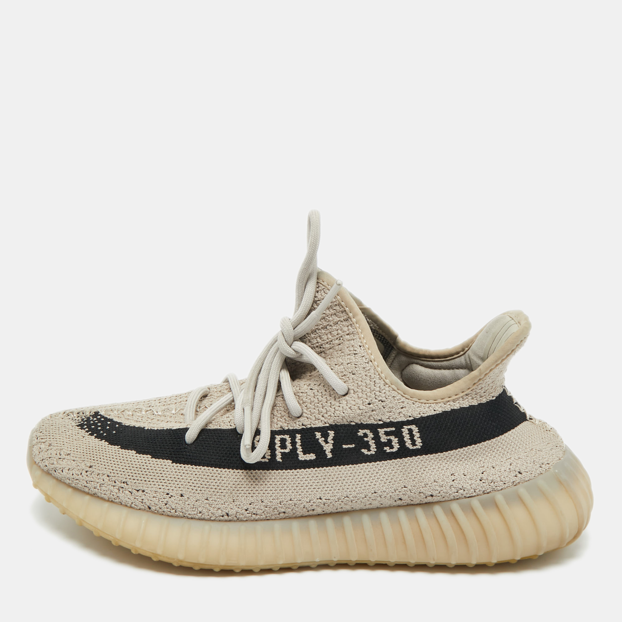 Yeezy x Adidas Grey/Black Knit Fabric Boost 350 V2 Slate Sneakers Size 44 2/3