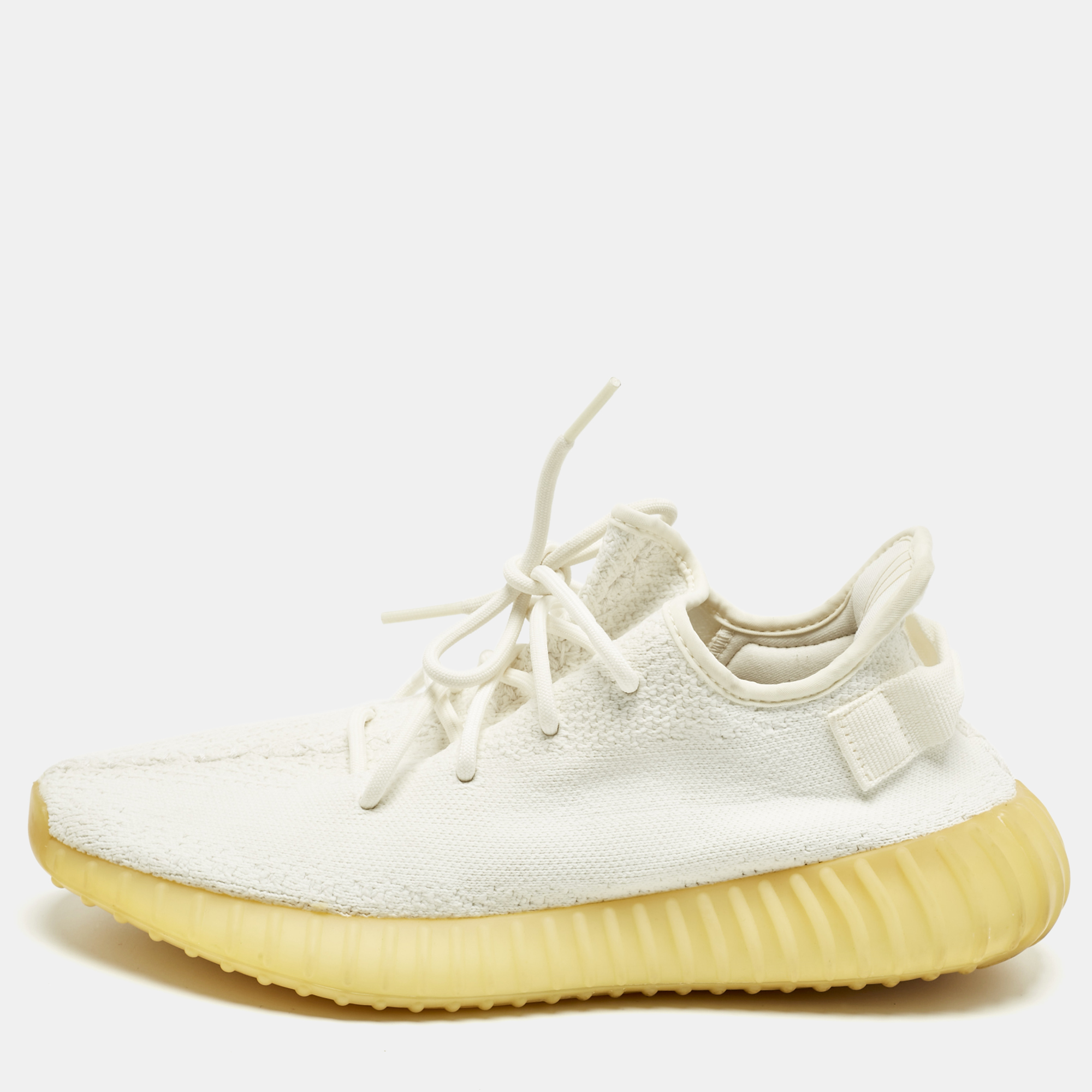Yeezy x Adidas White Knit Fabric Boost 350 V2 Low Top Sneakers Size 42 2/3