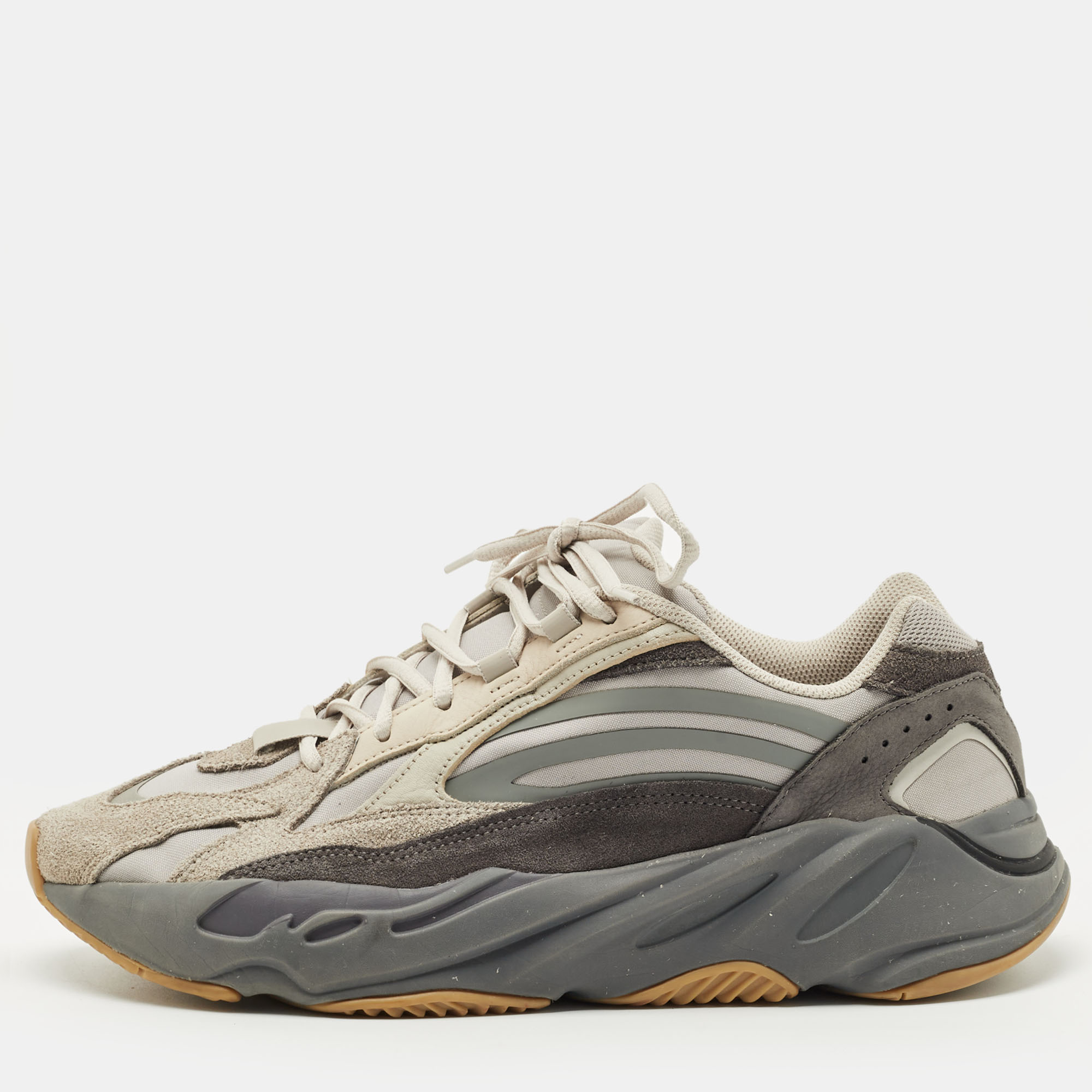Yeezy x Adidas Grey/Brown Suede and Mesh Boost 700 Inertia Sneakers Size 45 1/3