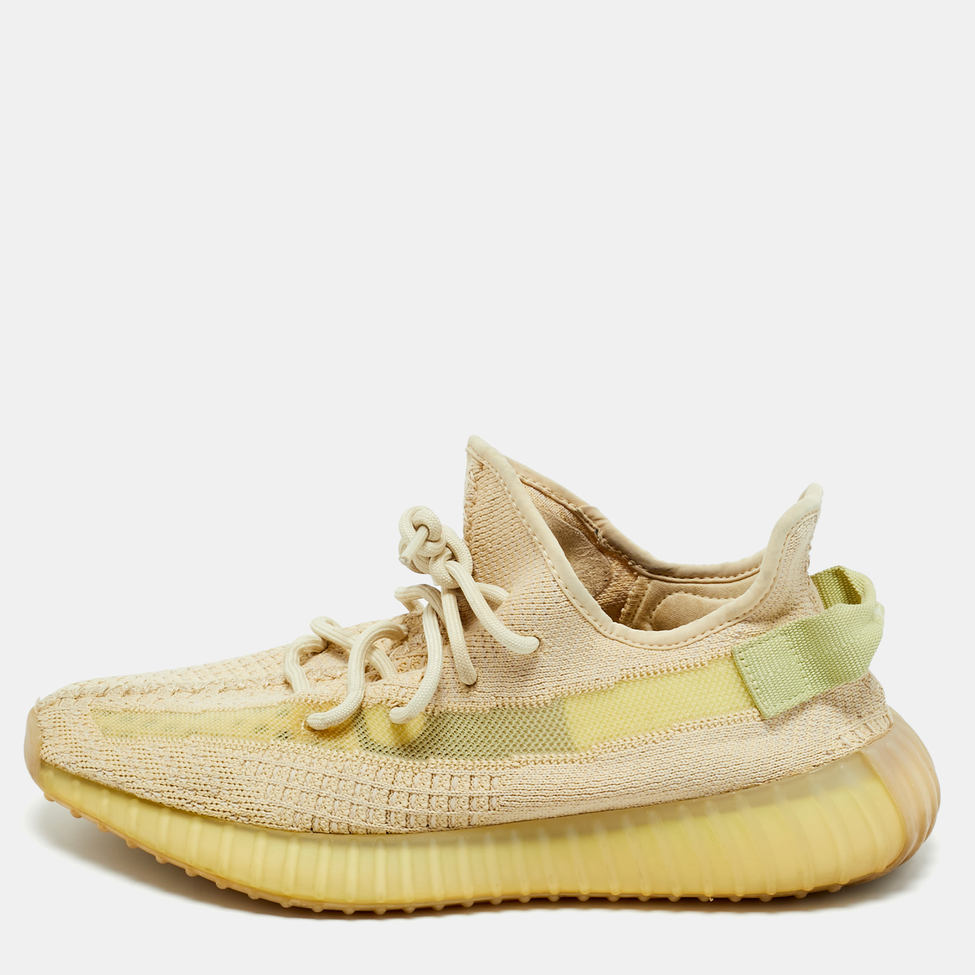 Yeezy x Adidas Beige Cotton Knit Boost 350 V2 Sneakers Size 42