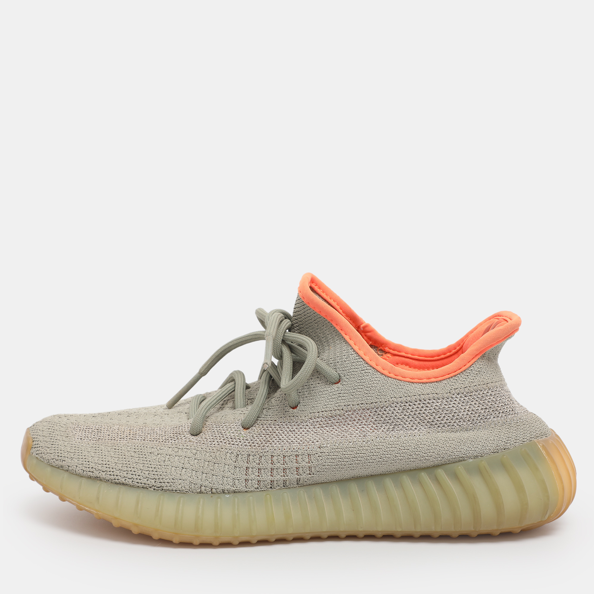 Yeezy x Adidas Green/Grey Knit Fabric Boost 350 V2 Desert Sage Sneakers Size 42