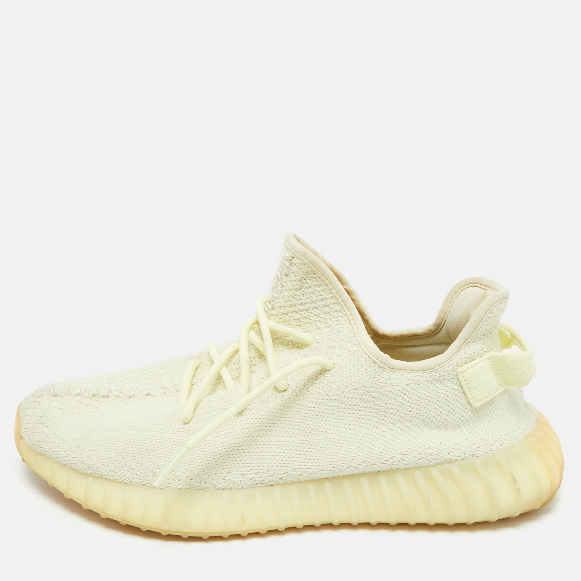 

Yeezy x Adidas Light Yellow Knit Fabric Boost 350 V2 Butter Sneakers Size 46 2/3