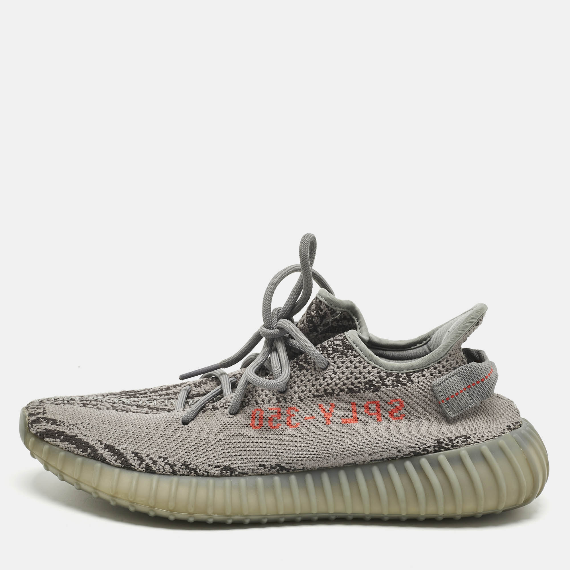 

Yeezy x Adidas Grey Knit Fabric Boost 350 V2 Lace Up Sneakers Size