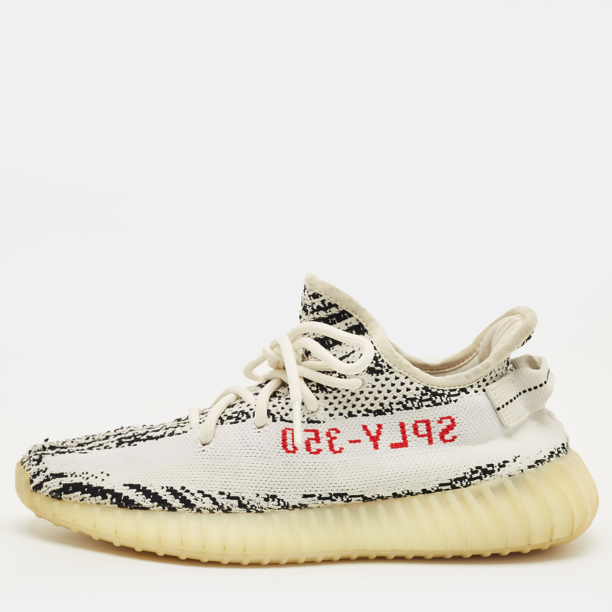 

Yeezy x Adidas White/Black Knit Fabric Boost 350 V2 Zebra Sneakers Size 41 1/3