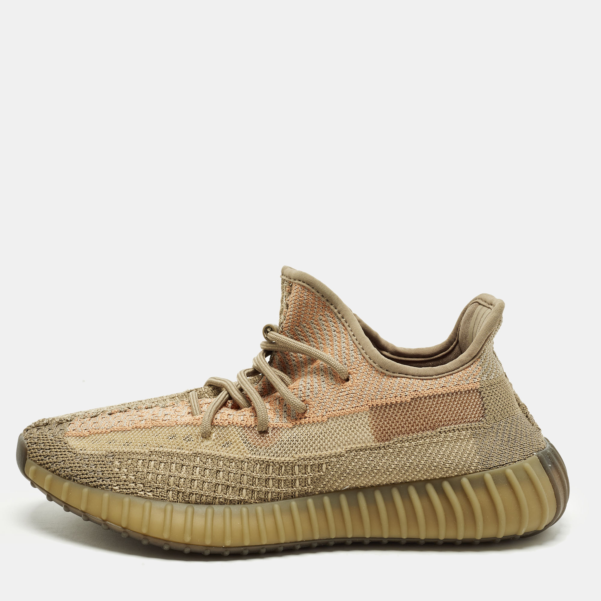 

Yeezy x Adidas Boost 350 V2 Sand Taupe Size 42 Brown Knit Fabric Lace Up Sneakers