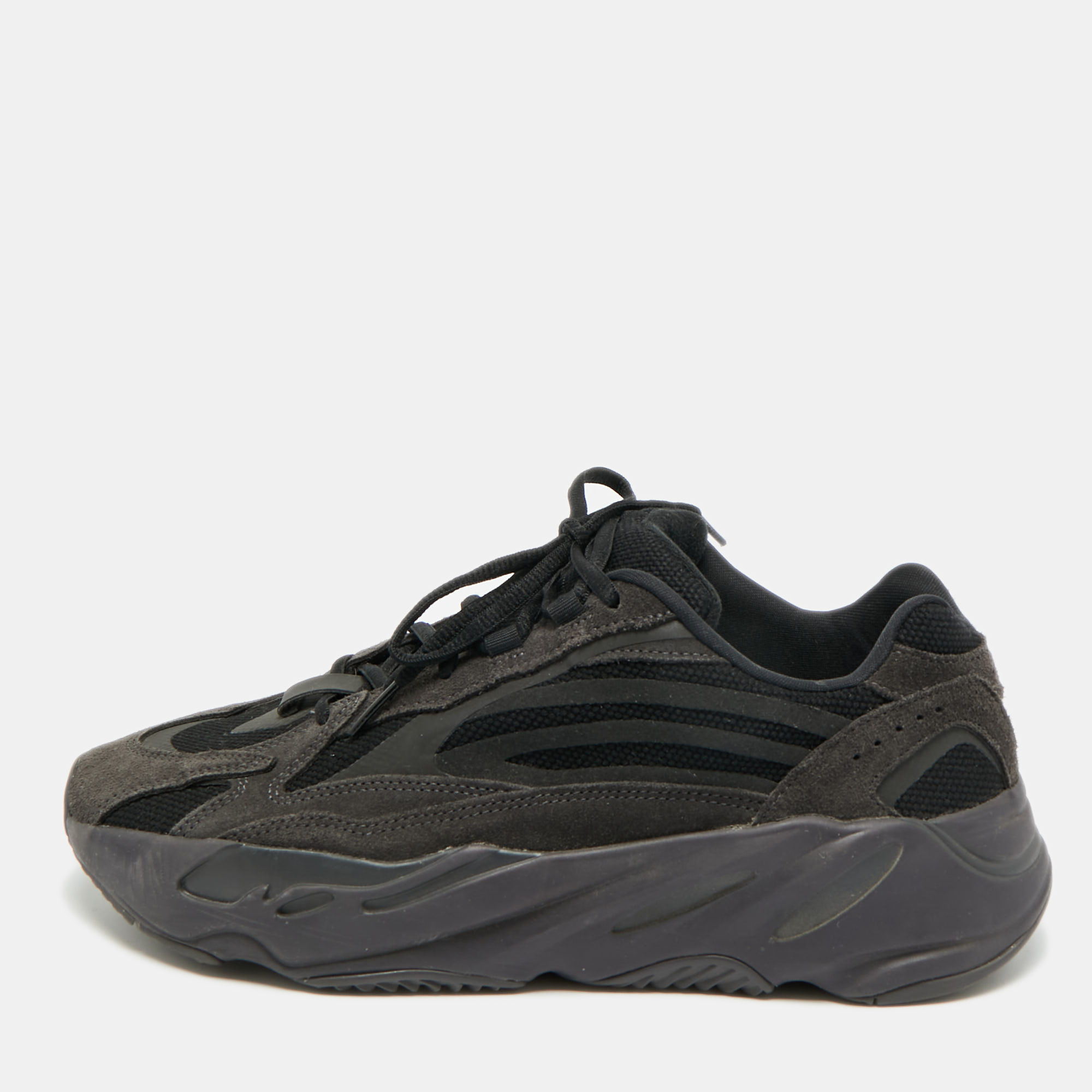

Yeezy x Adidas Boost 700 V2 Size  Black Knit Fabric and Suede Vanta Low Top Sneakers
