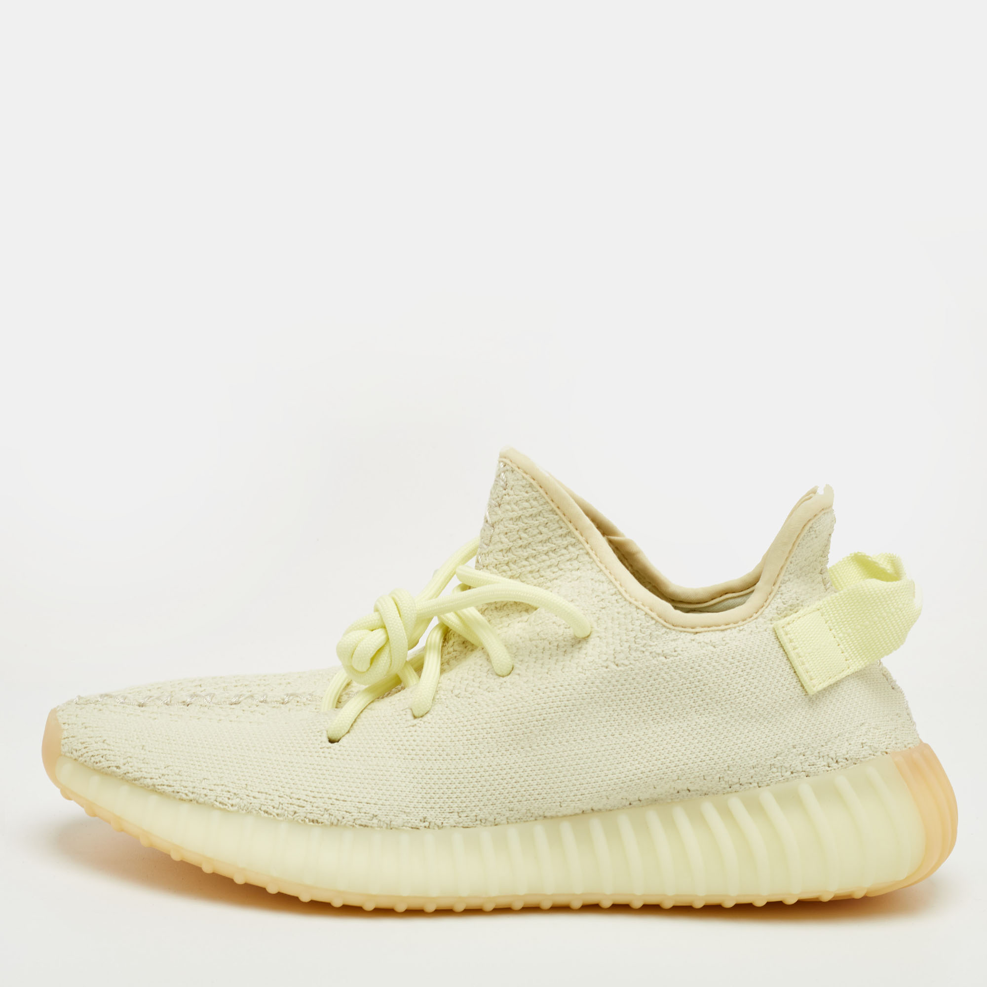

Yeezy x Adidas Boost 350 V2 Size 41 1/3 Light Yellow Knit Fabric Butter Lace Up Sneakers