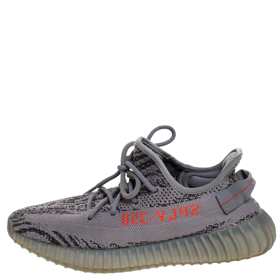 

Yeezy x Adidas Grey Cotton Knit Boost 350 V2 Beluga Sneakers Size