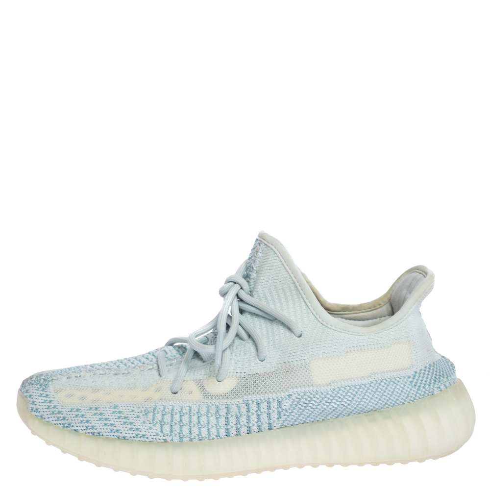 

Yeezy x Adidas Blue/White Cotton Knit Boost 350 V2 'Cloud White' Sneakers Size