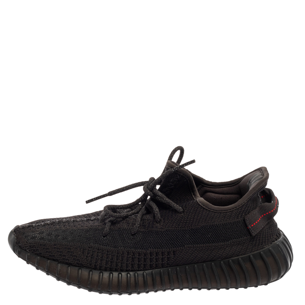 

Yeezy x adidas Black Knit Fabric Boost 350 V2 Black Non-Reflective Sneakers Size