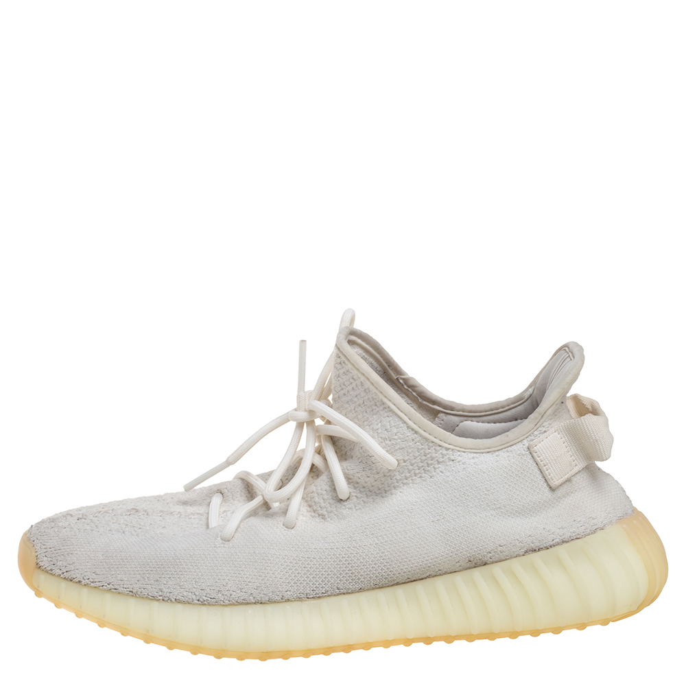 

Yeezy x adidas Cream Cotton Knit Boost 350 V2 Triple White Sneakers Size