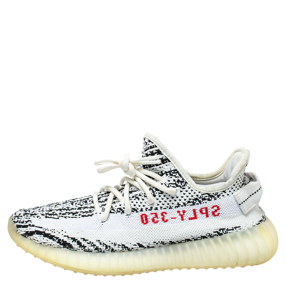 

Yeezy x Adidas White/Black Cotton Knit Yeezy Boost 350 V2 Zebra Sneakers Size