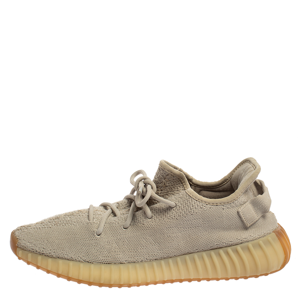 

Yeezy x Adidas Beige Cotton Knit Boost 350 V2 Sesame Sneakers Size