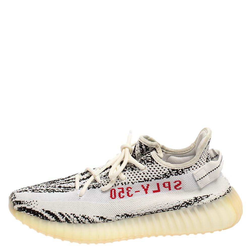 

Yeezy x Adidas White/Black Cotton Knit Boost 350 V2 Zebra Sneakers Size 43 1/2