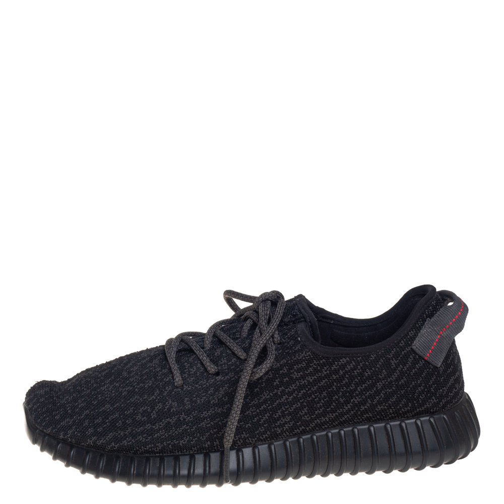 

Adidas Yeezy Boost 350 V1 Pirate Black Knit Fabric Low Top Sneakers Size