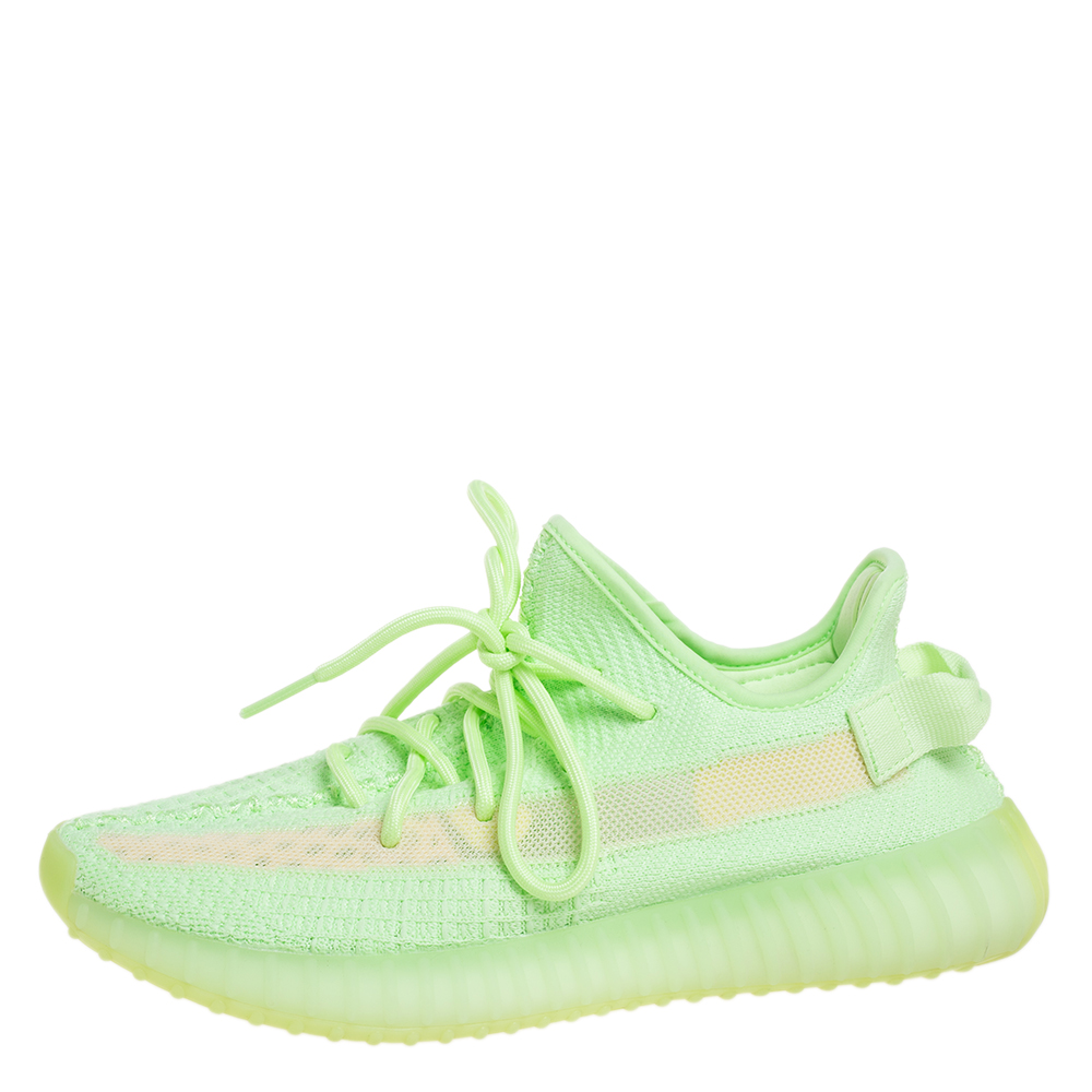 

Yeezy x adidas Green Knit Fabric Boost 350 V2 Glow Low Top Sneakers Size  1/3